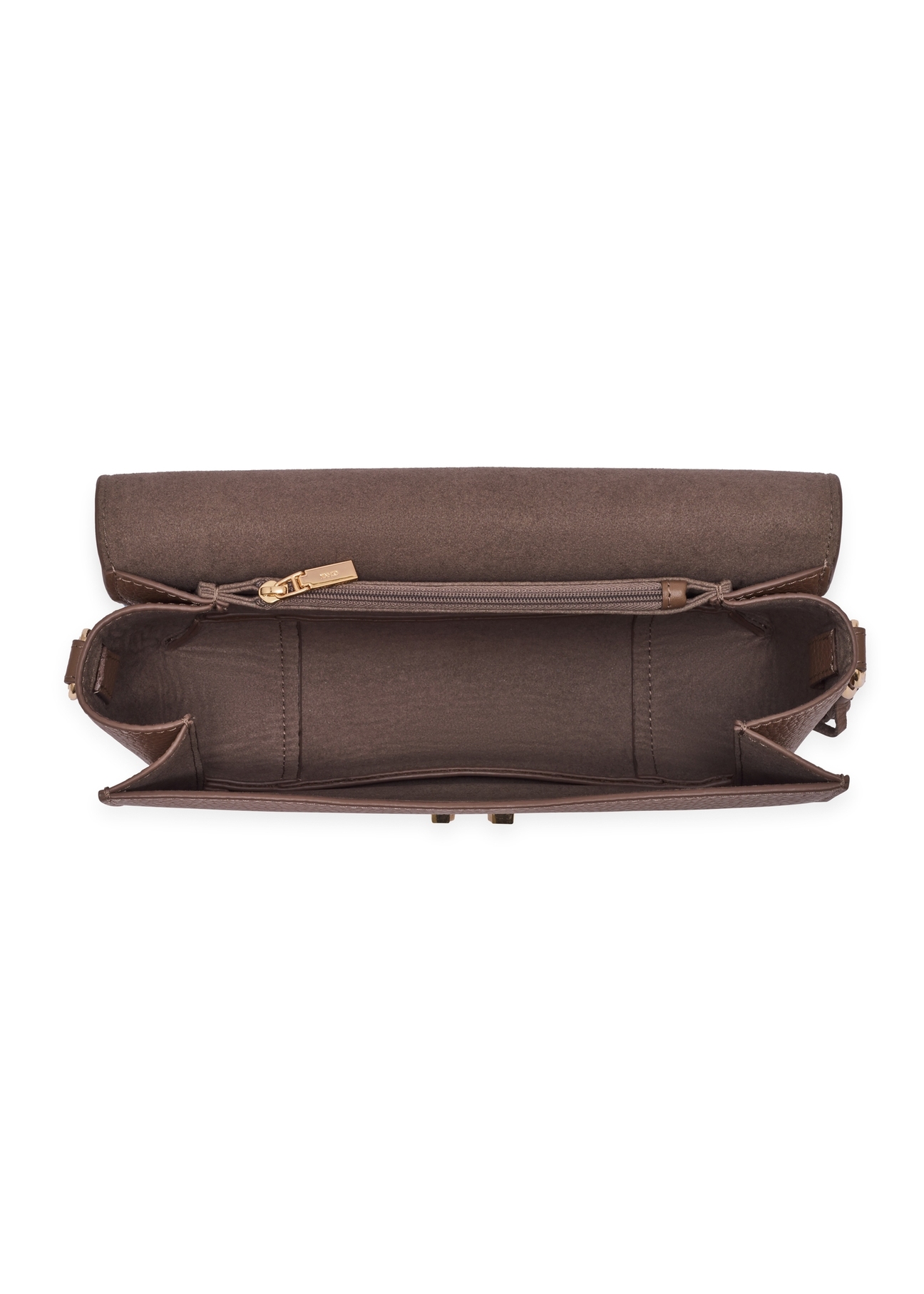 Light brown leather shoulder bag TORES-1418-1K(Z26), product view inside on white background.