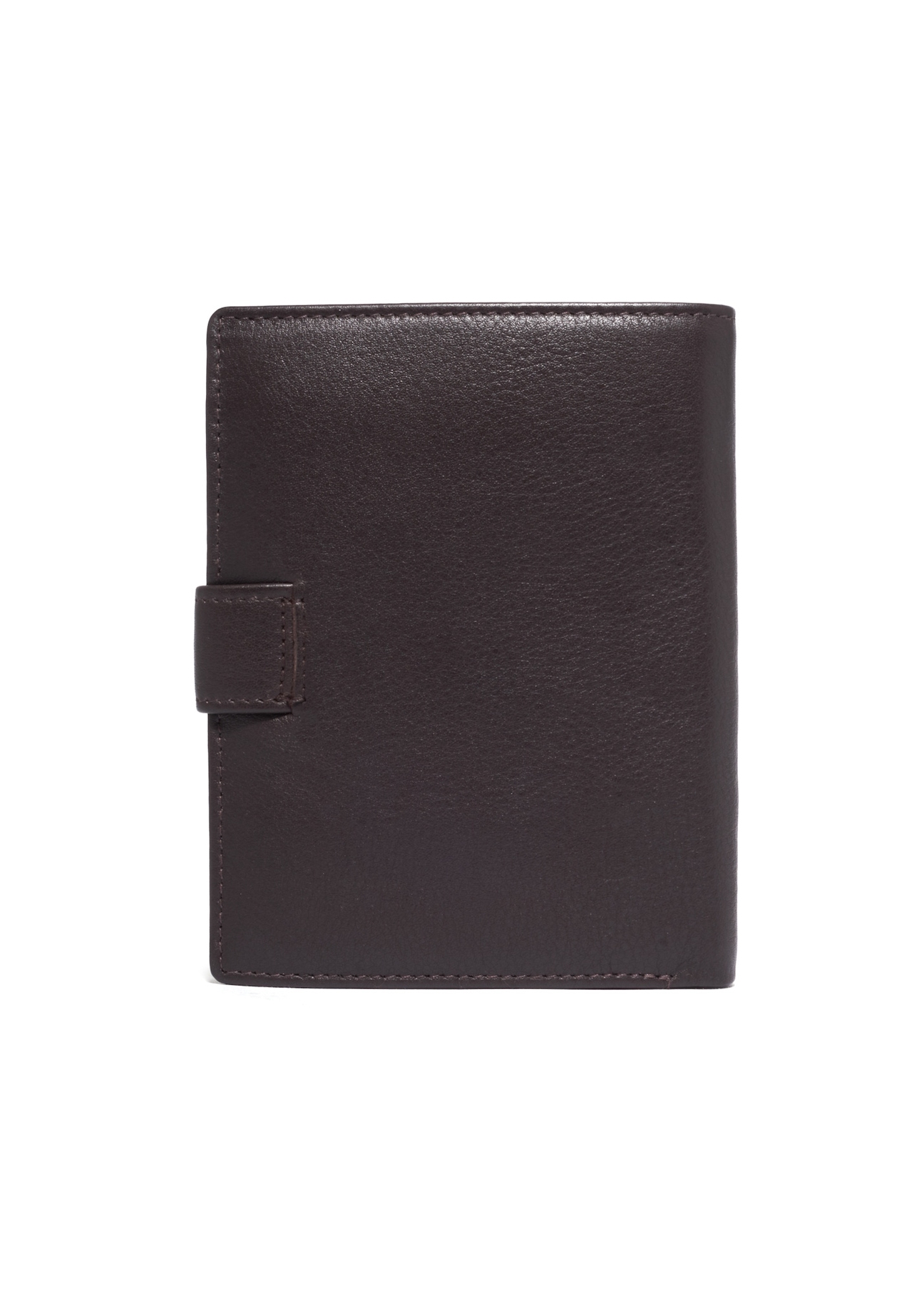 Brown men's wallet made of genuine leather PORMS-0710-1H(Z26), product view from the back on a white background.