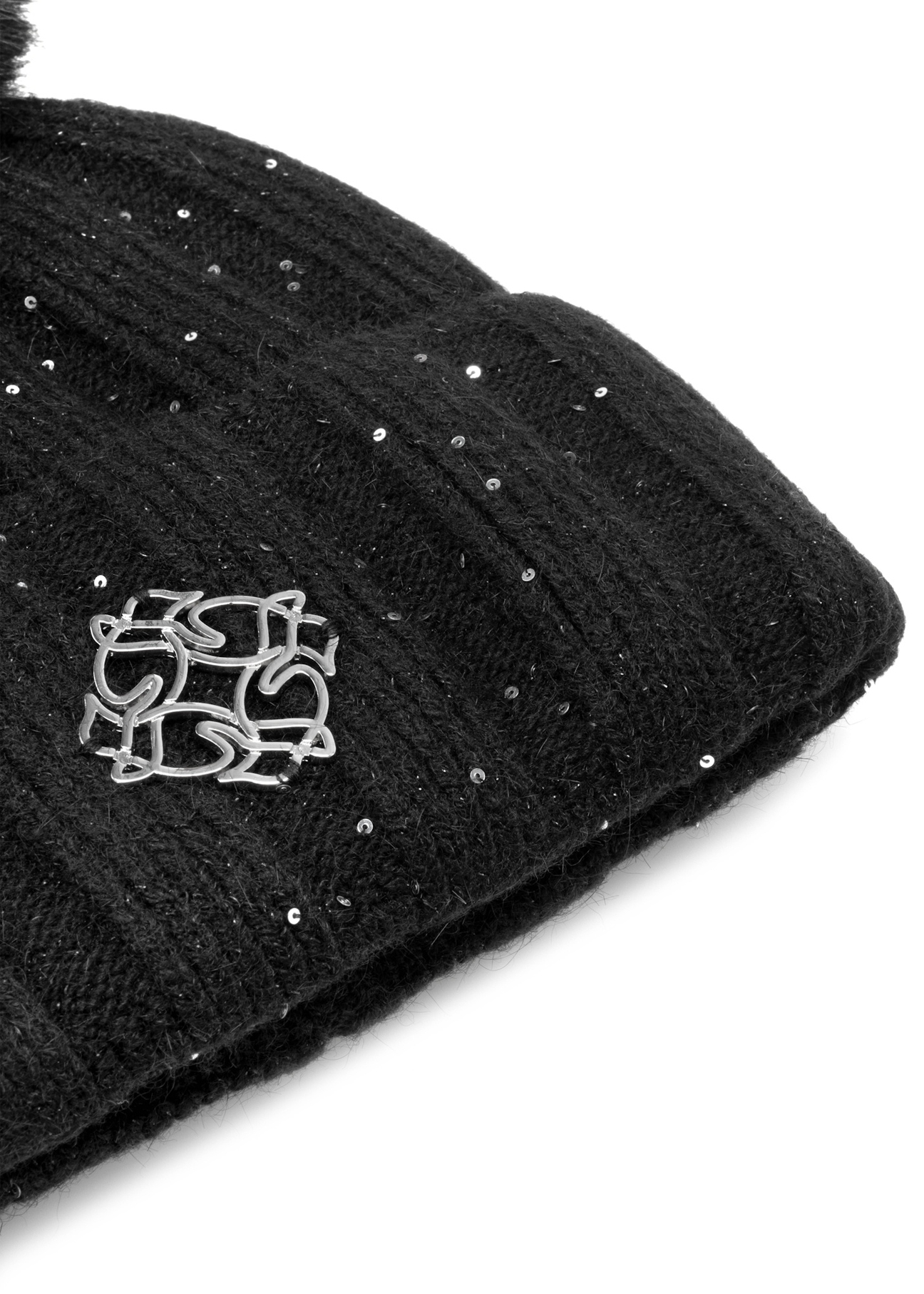Black women's nylon hat CZADT-0215-99(Z25), close-up of the product detail on a white background.