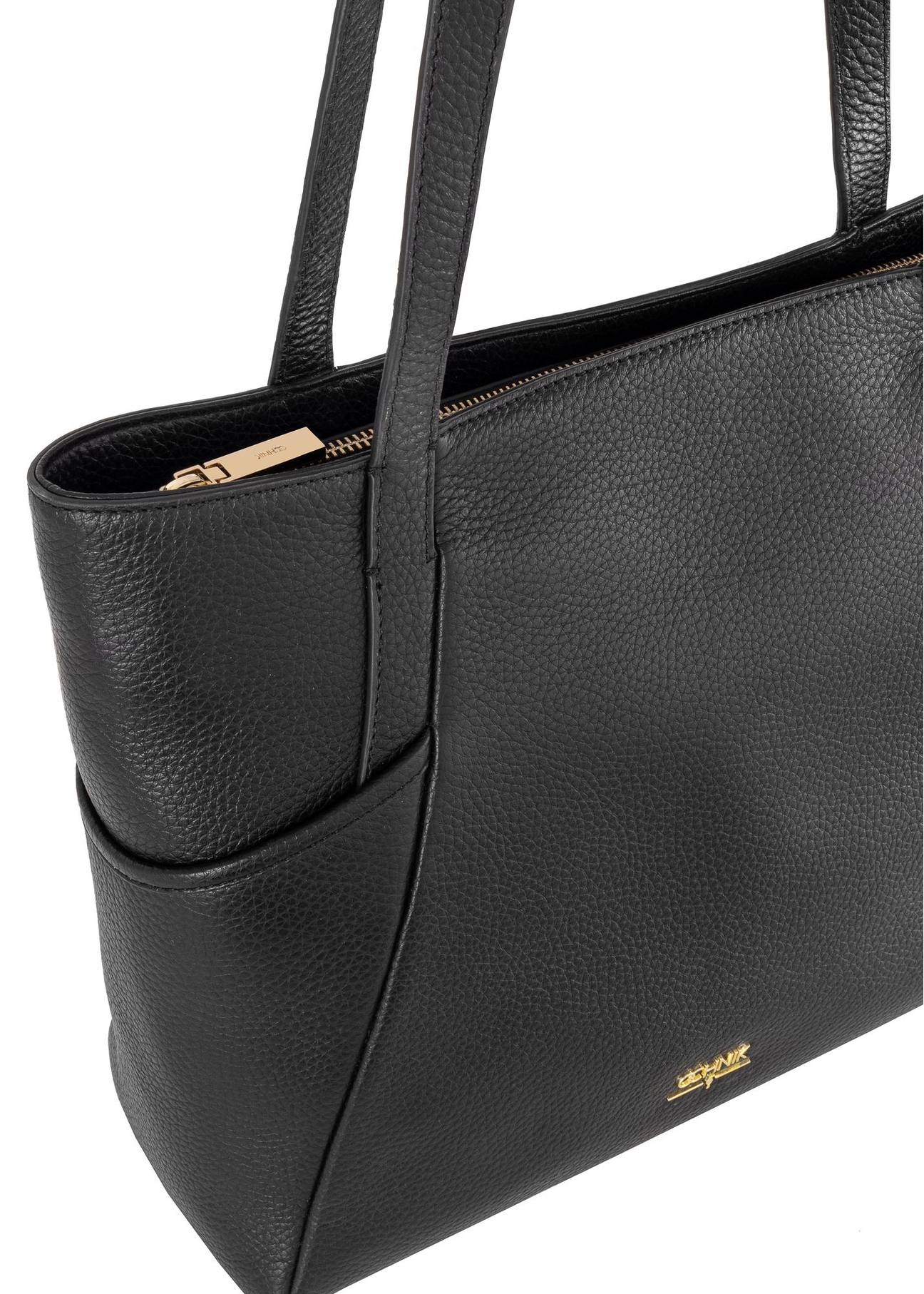 Black leather shopper bag TORES-0980-99(W24)-07