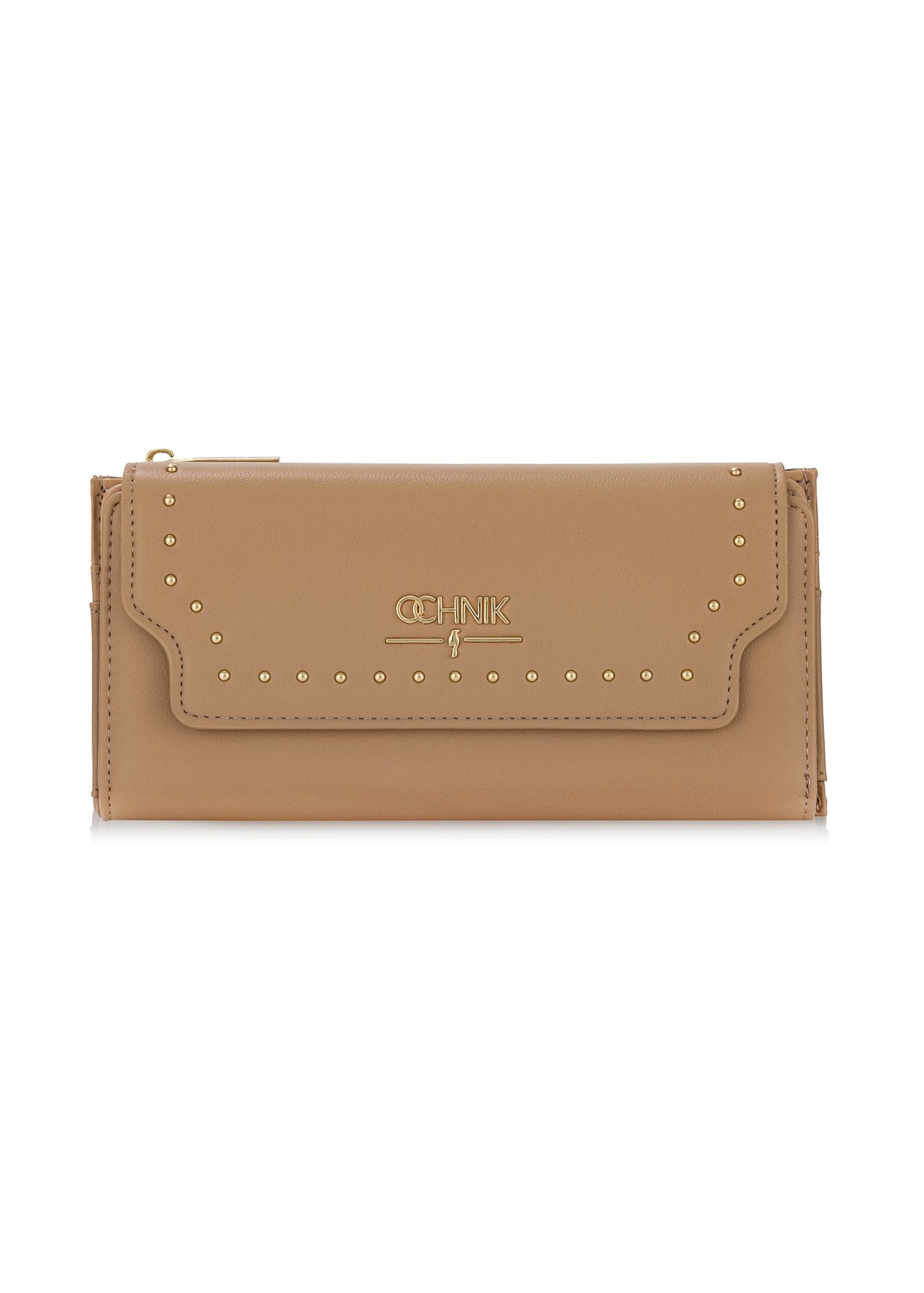 Large beige ladies wallet with rhinestones POREC-0378-82(W24)-01