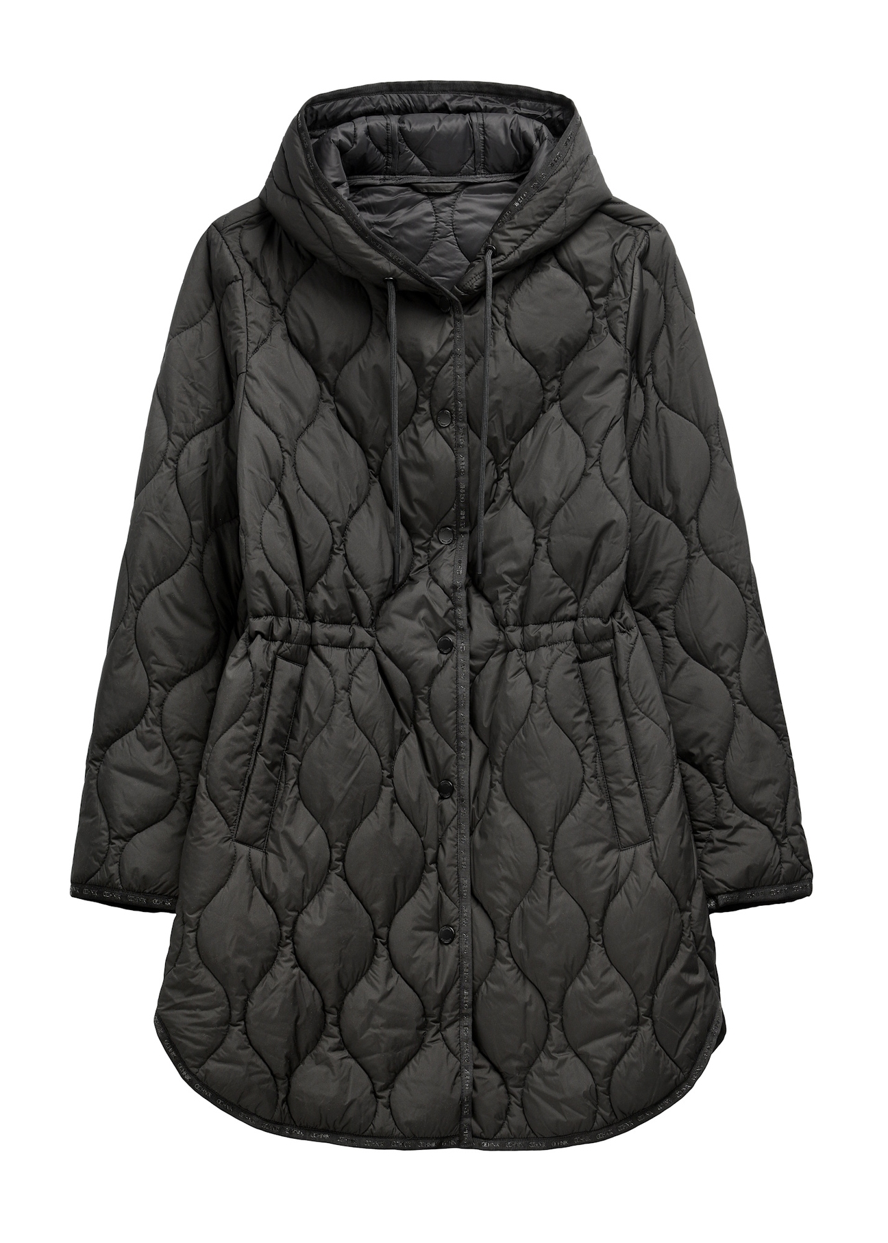 Women's black quilted jacket KURDT-0654-99(W26), front product view on white background.