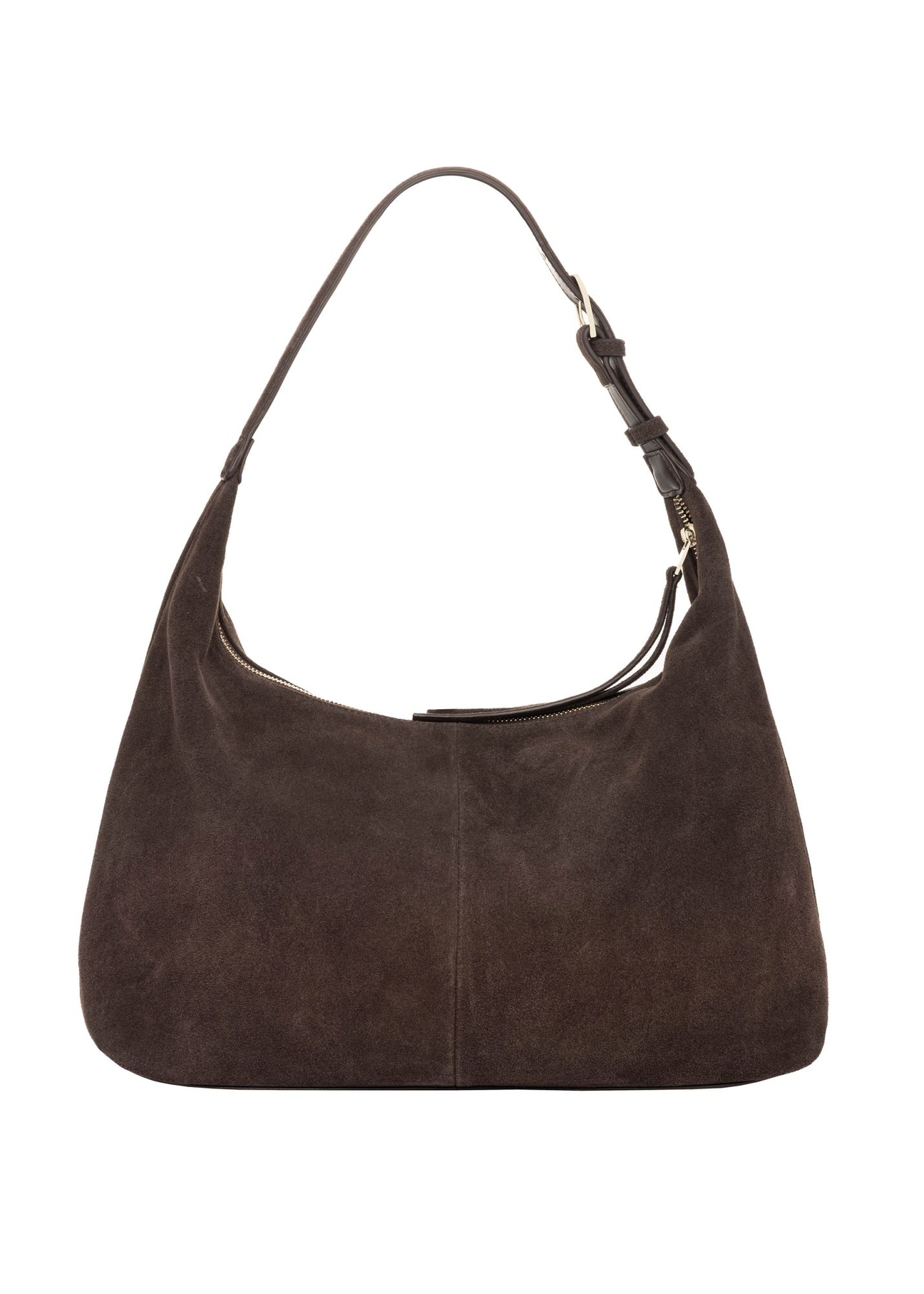 Brown suede handbag TORES-1404-1I(Z26) - product view from the back, on a white background.