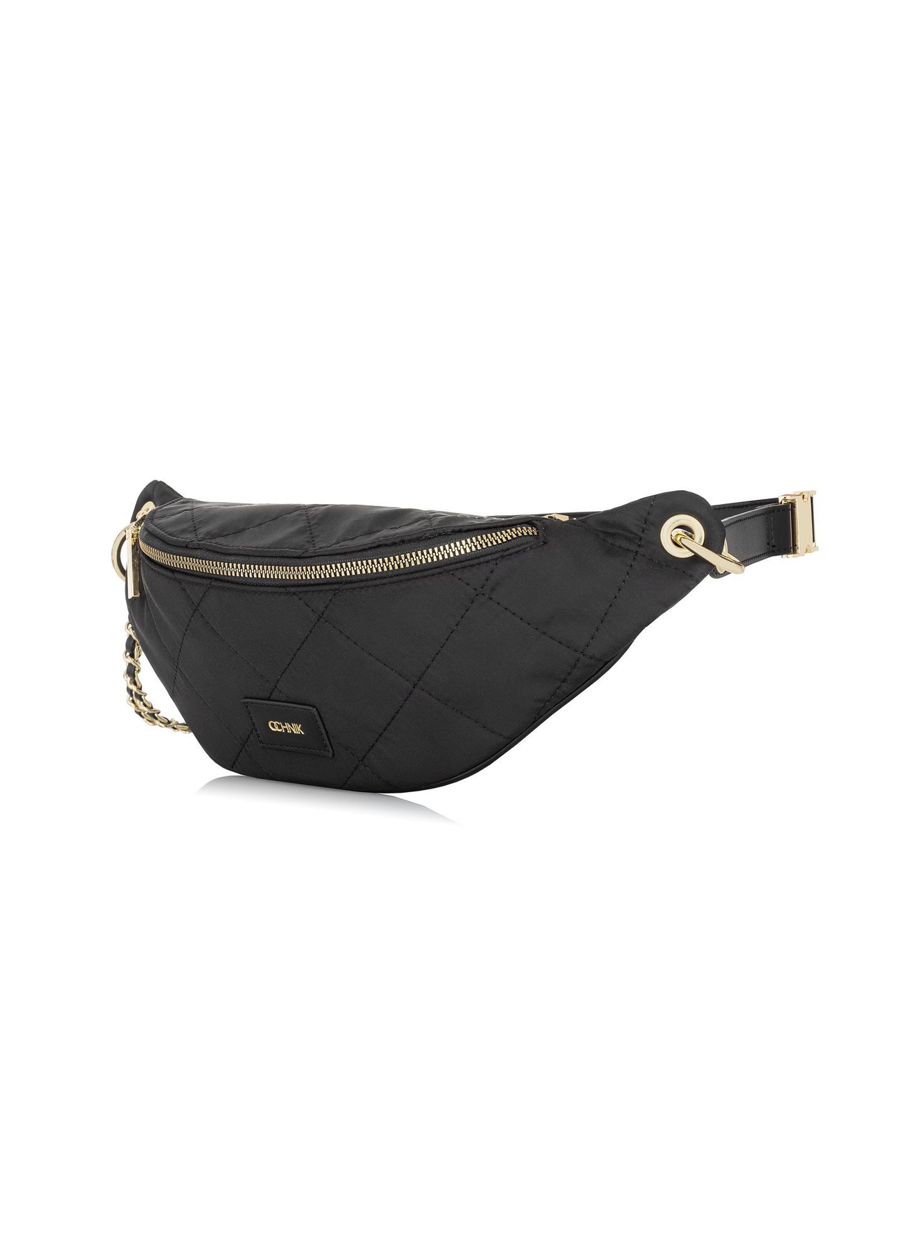 Black quilted women's bag TOREN-0266A-99(Z25) - diagonal view of the product on a white background.