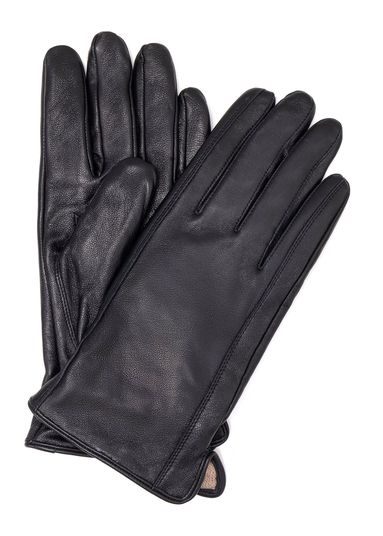 Black men's leather gloves REKMS-0087-99(Z25) - front product view on white background.