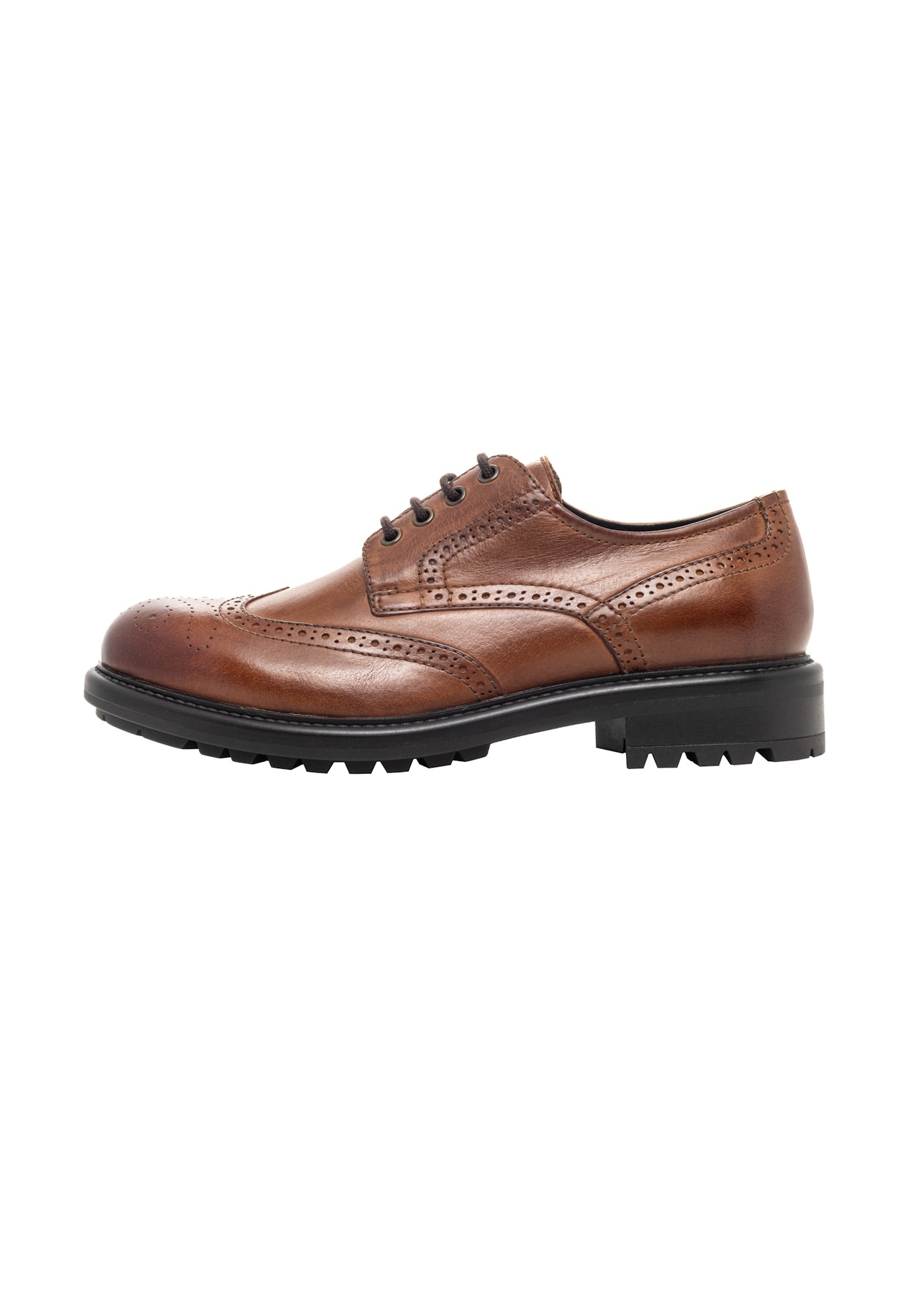 Brown leather men's shoes BUTYM-0548-1H(Z26), side view of the product on a white background.