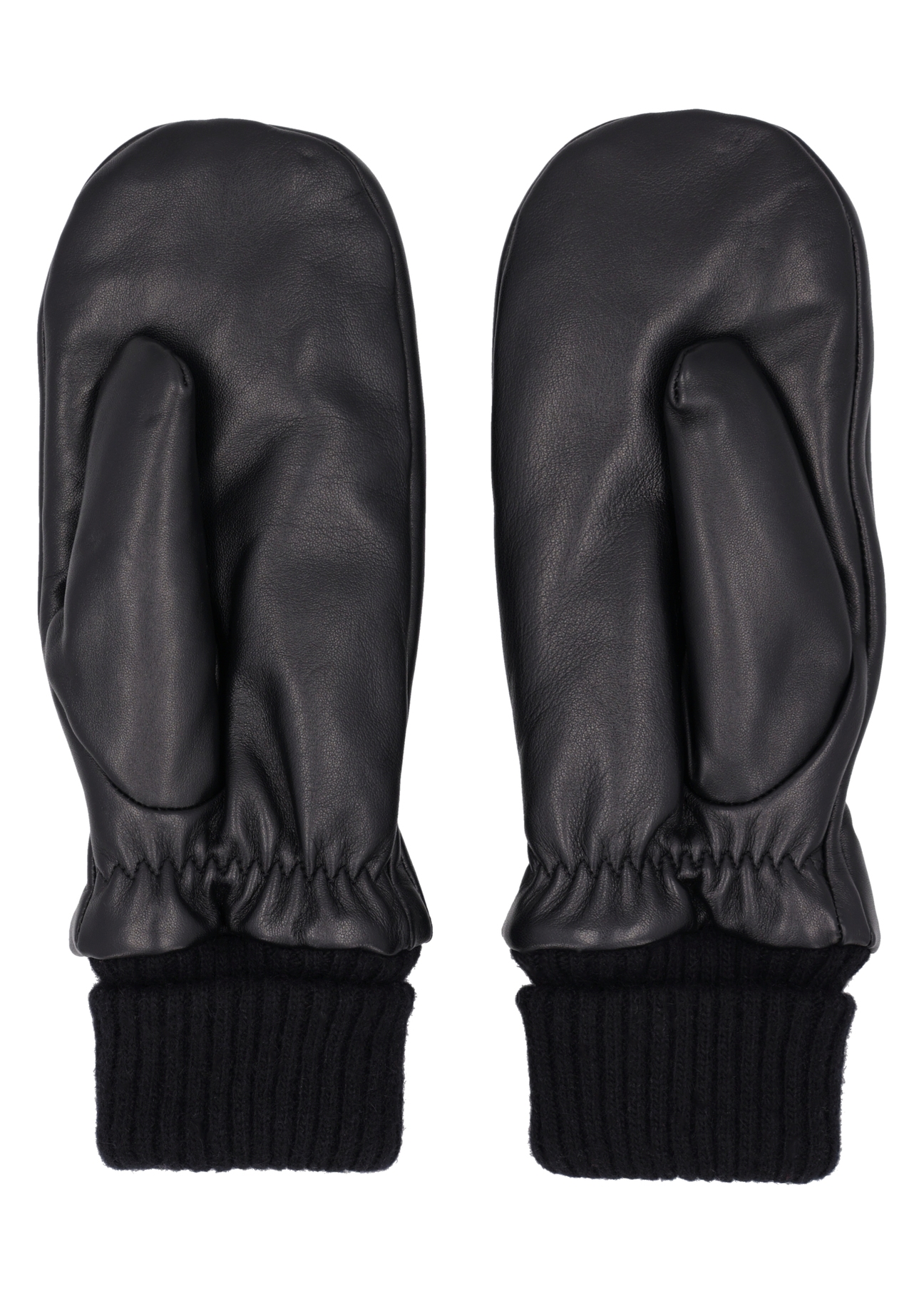 Black women's leather gloves REKDS-0105-99(Z26), front product view on white background.
