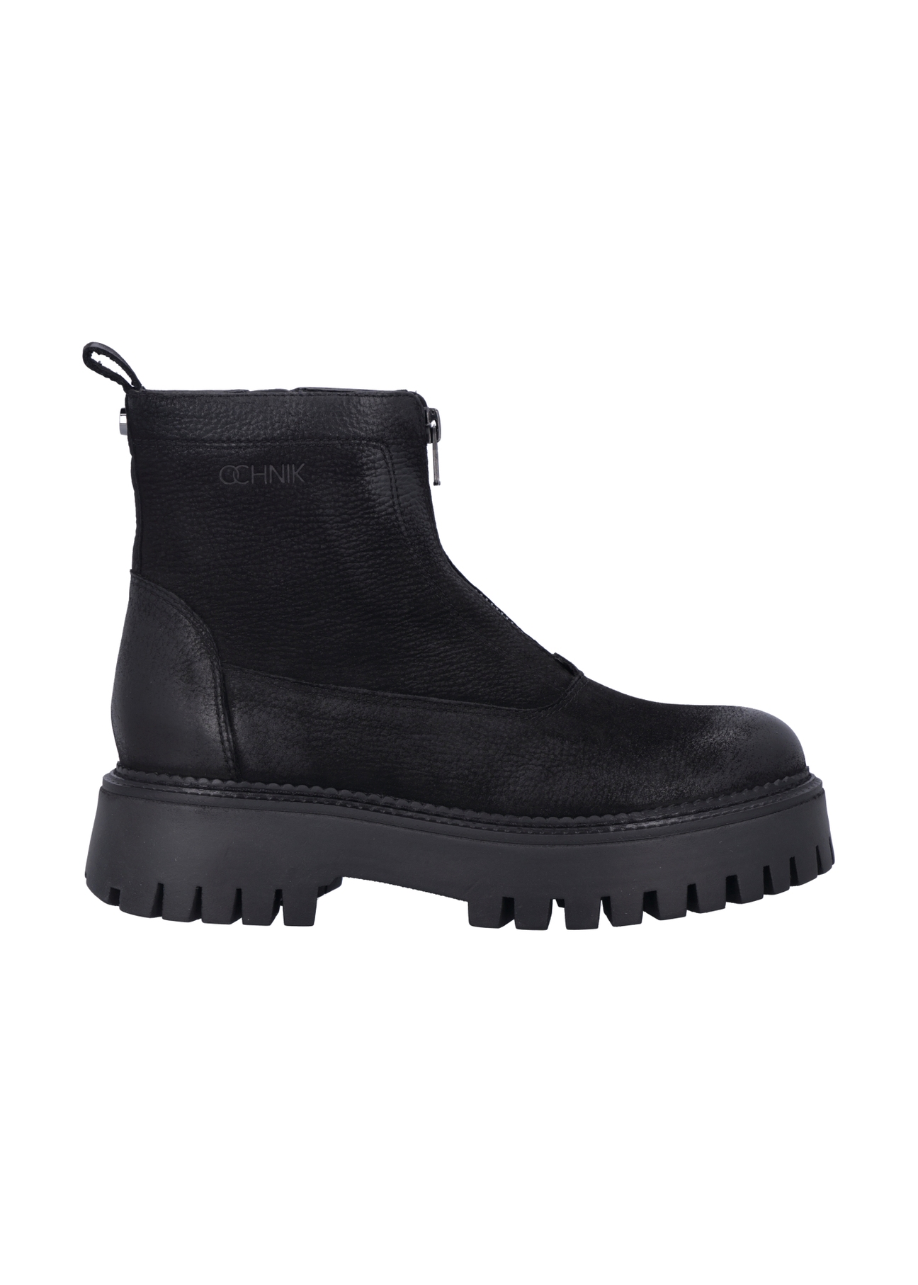 Black leather women's ankle boots BUTYD-1291-9I(Z26), side view of the product on a white background.