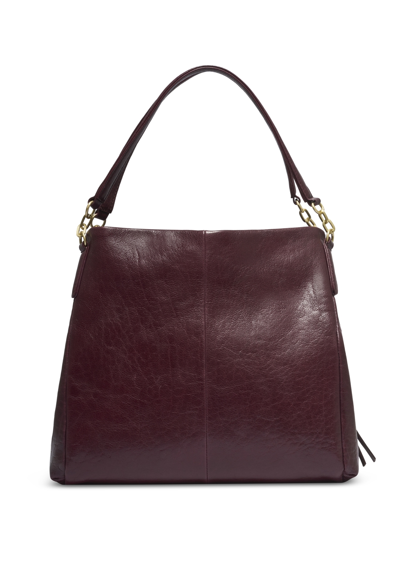 Burgundy leather women's shopper handbag TORES-0636-4D(Z26), product view from the back on a white background.