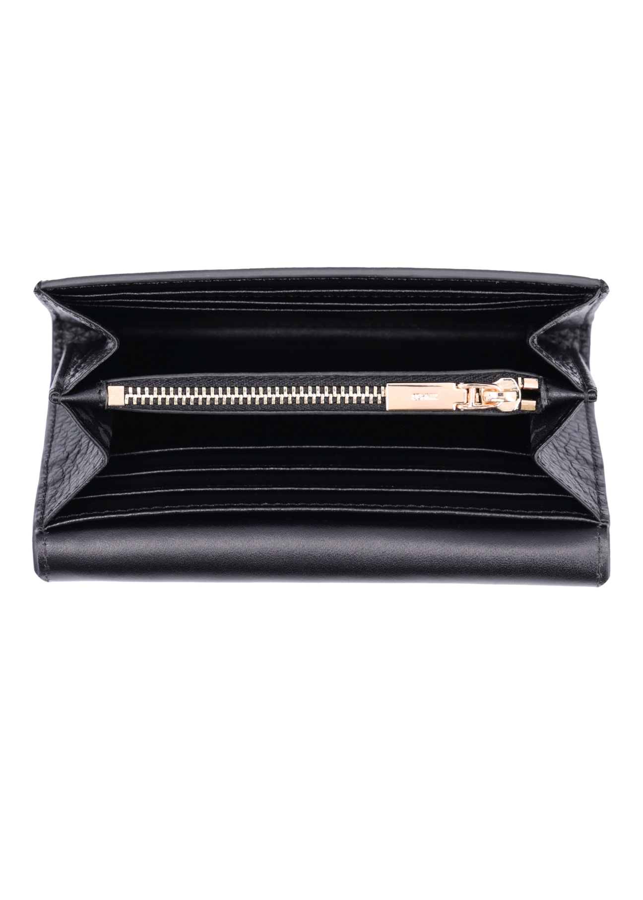 Large black leather women's wallet PORES-1016-9I(Z26), product view inside on white background.