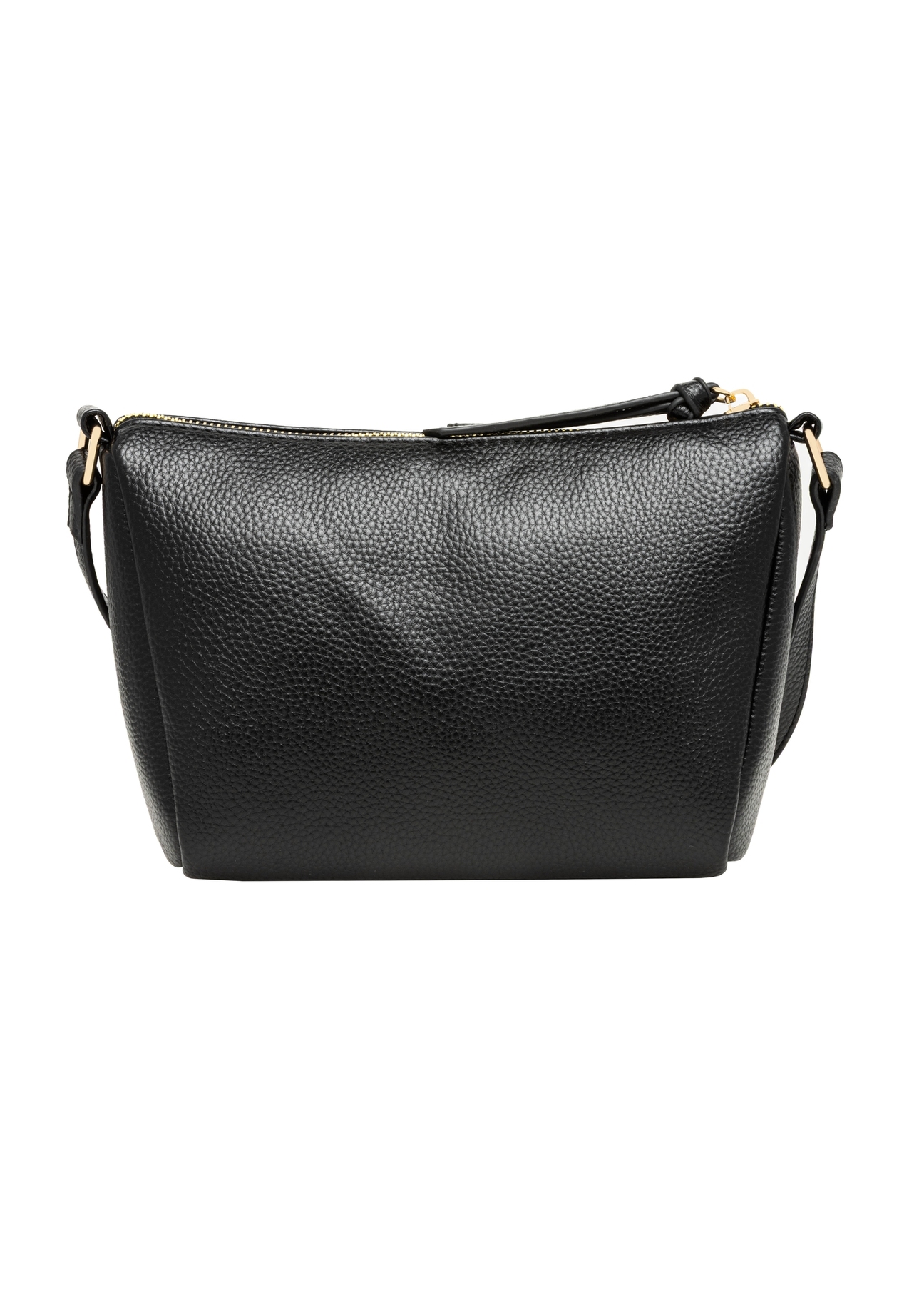 Small black women's handbag made of imitation leather TOREC-1367-9I(Z26), product view from the back on a white background.