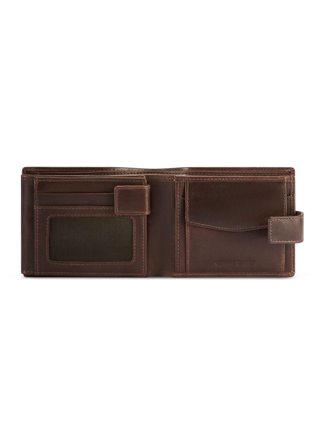 Men's brown leather wallet PORMS-0671-89(Z25), product view from the inside on a white background.