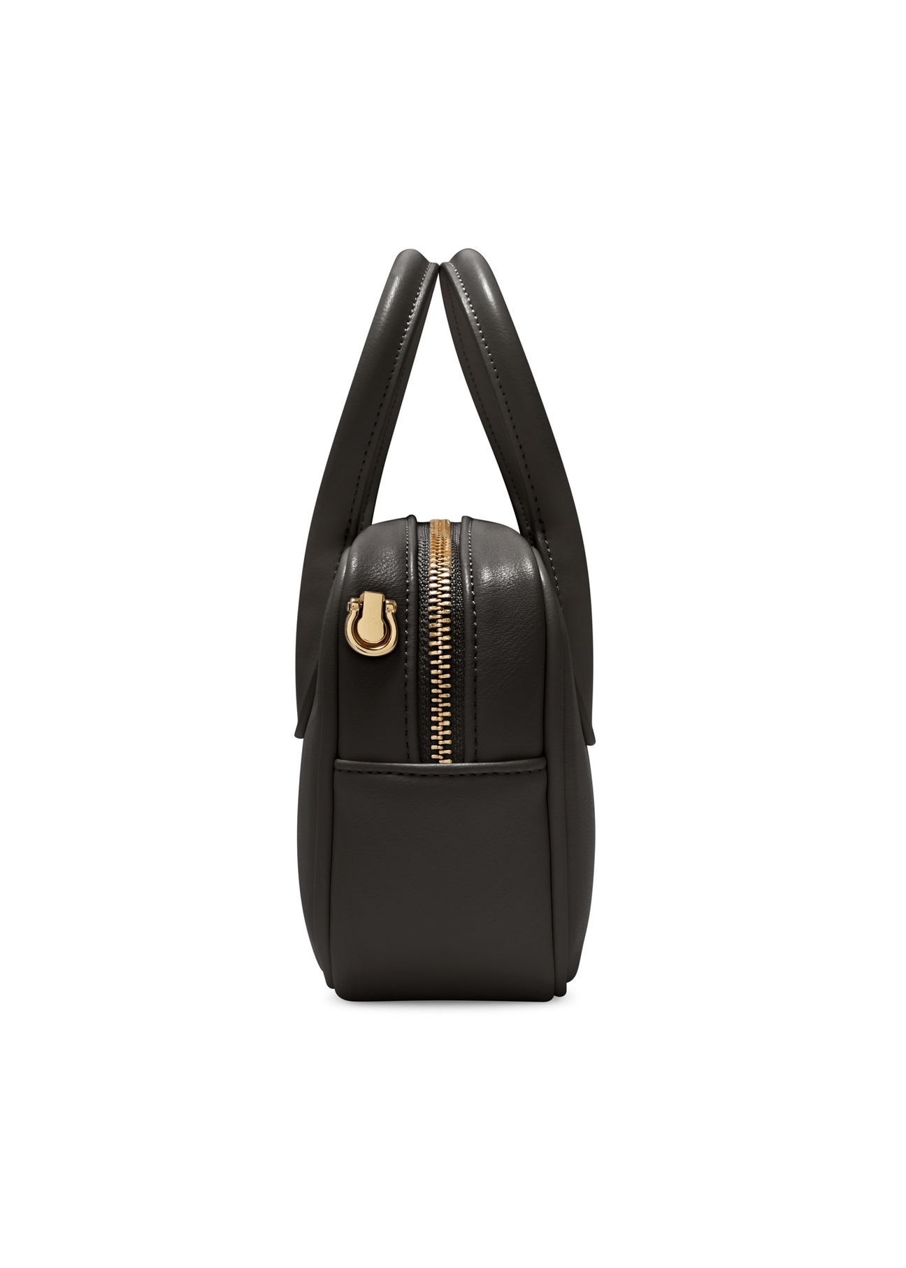 Small black women's handbag TOREC-1234-9G(W26), product view from the side on a white background.