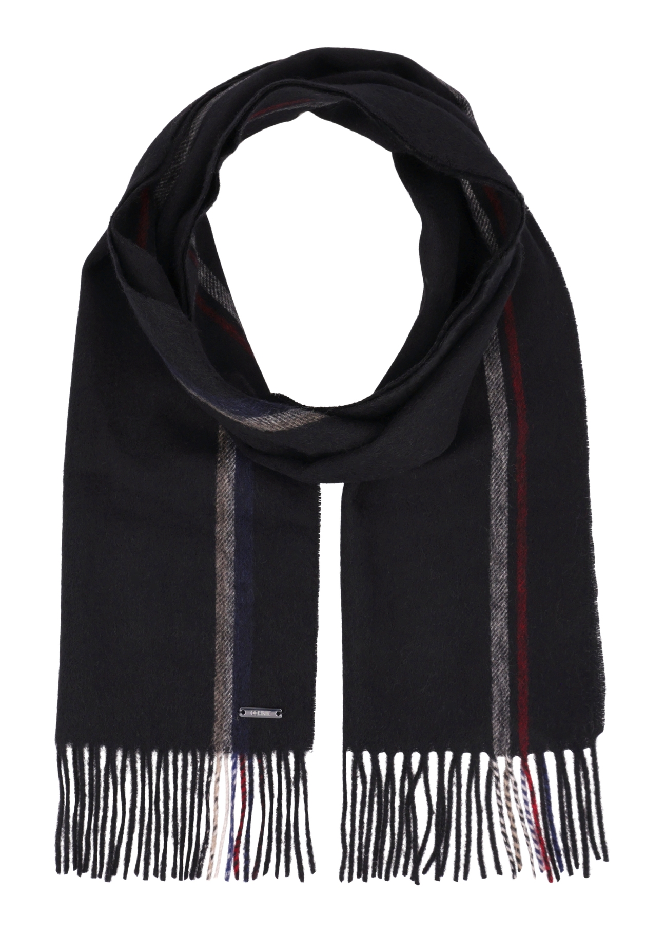 Men's woolen black scarf SZAMT-0090-9J(Z26), front product view on white background.