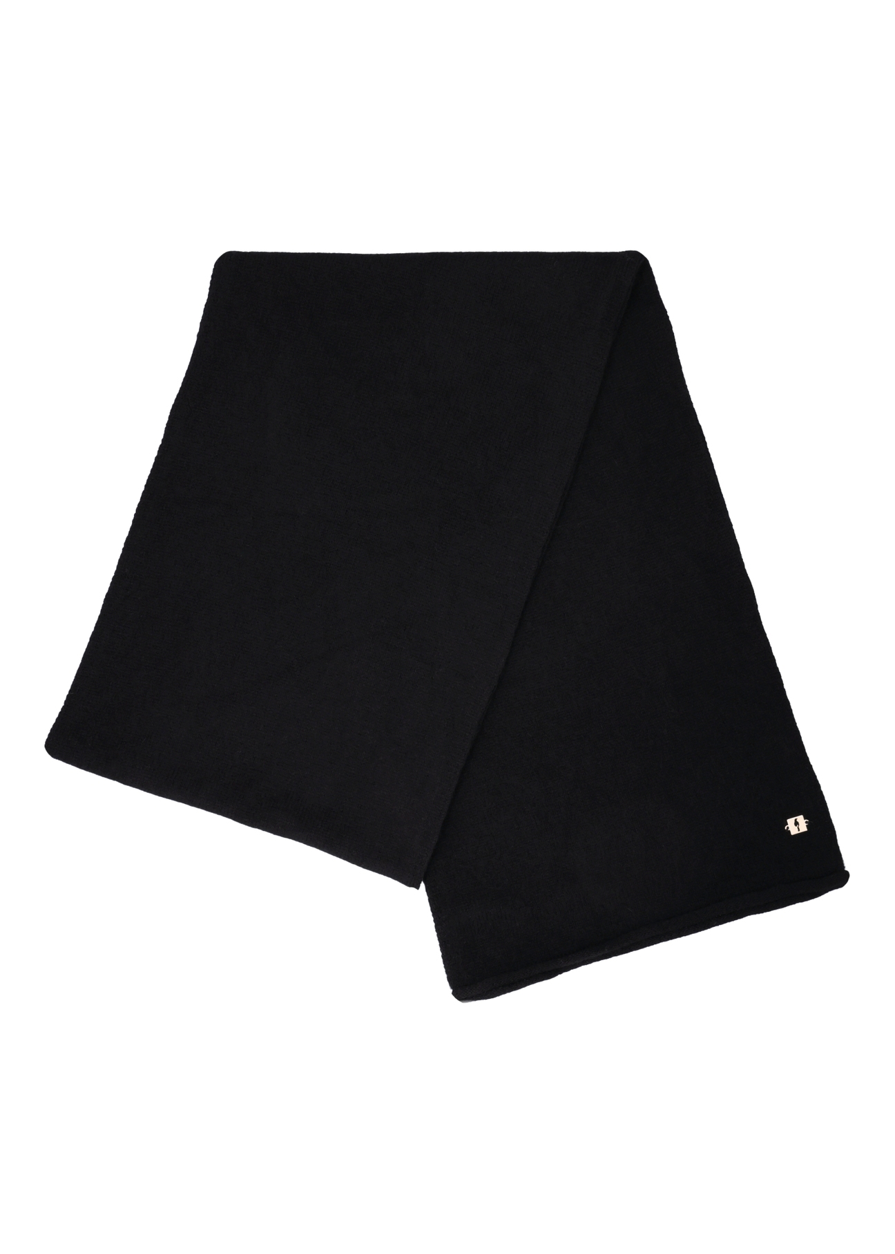 Women's cashmere black scarf SZADT-0093-99(Z25), front view of the folded product on a white background.