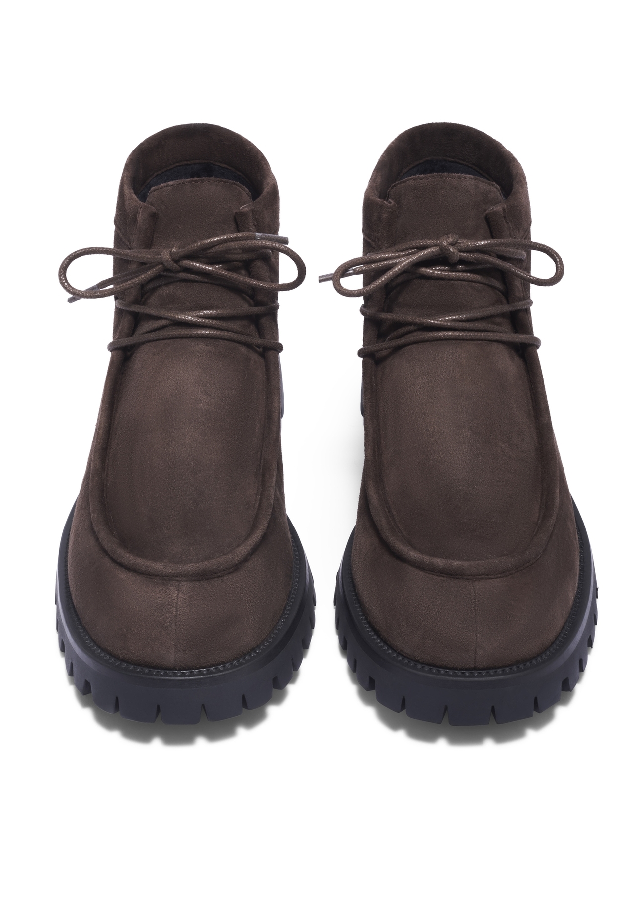 Women's dark brown suede ankle boots BUTYD-1347-1I(Z26), front product view on white background.