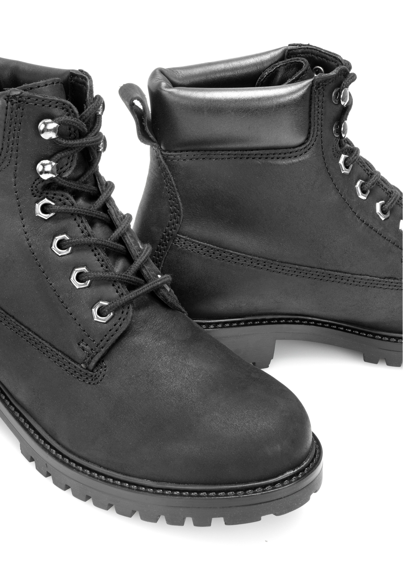 Black leather lace-up men's ankle boots BUTYM-0514-99(Z25)