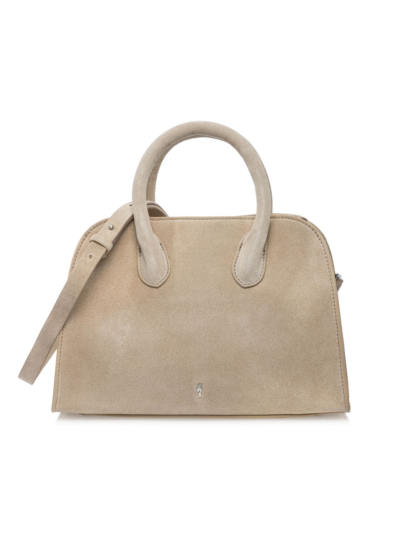 Cream suede women's handbag TORES-1295-0B(W26) - front product view, on white background.