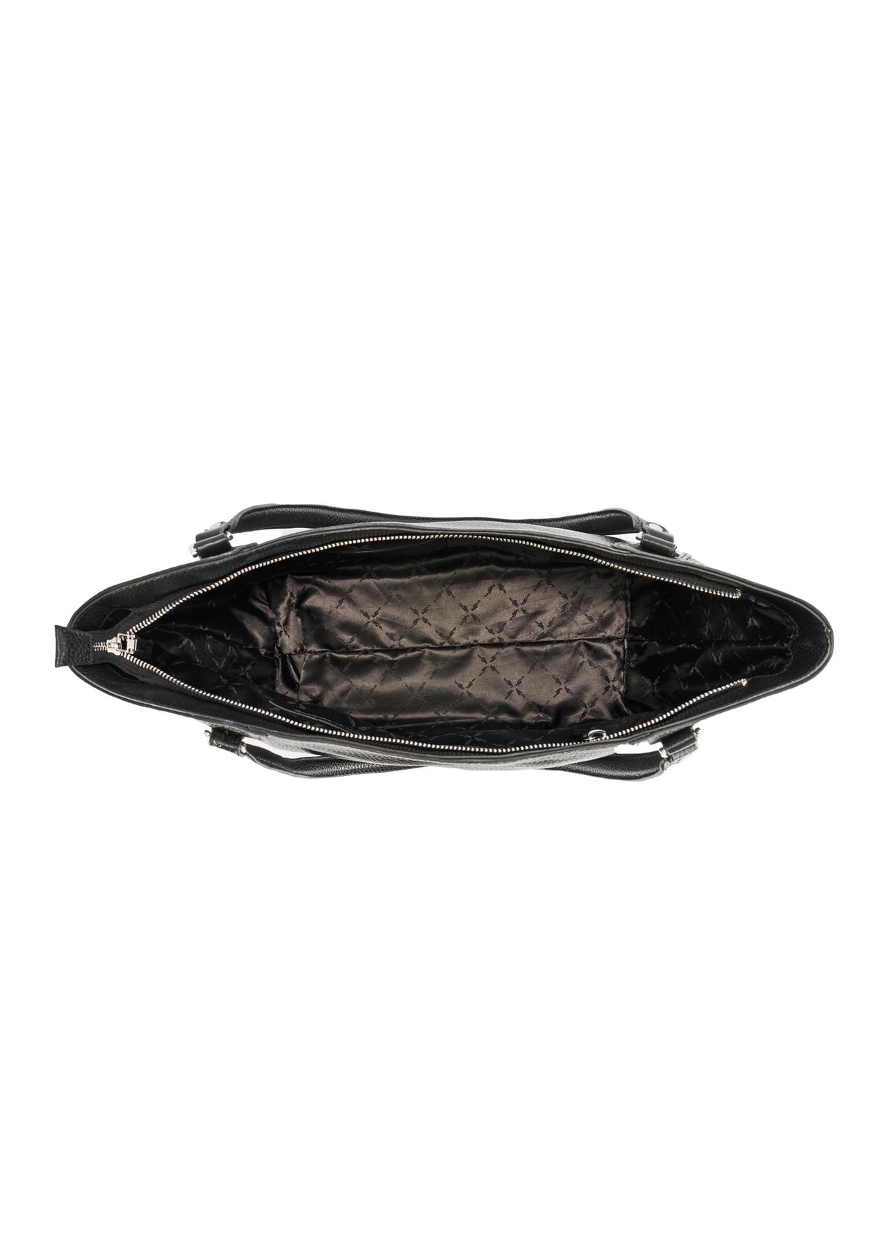 Black large leather women's handbag TORES-1124D-99(Z25), product view from the inside on a white background.