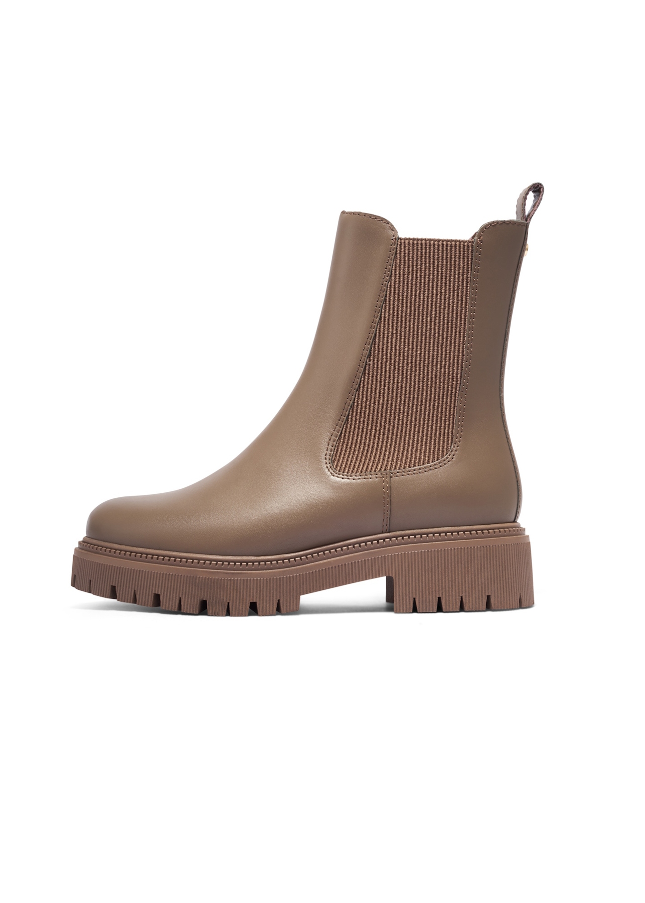 Women's leather Chelsea boots in cool beige color BUTYD-1120-1K(Z26), side view of the product on a white background.