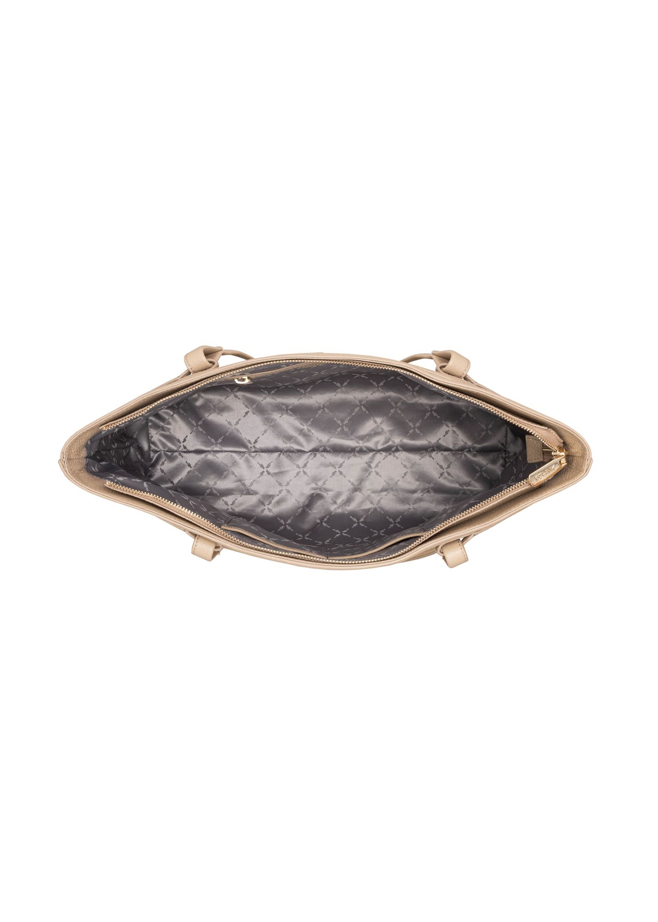 Beige leather women's shoulder shopper bag TORES-1357-1B(Z26) - product view from above, on a white background.