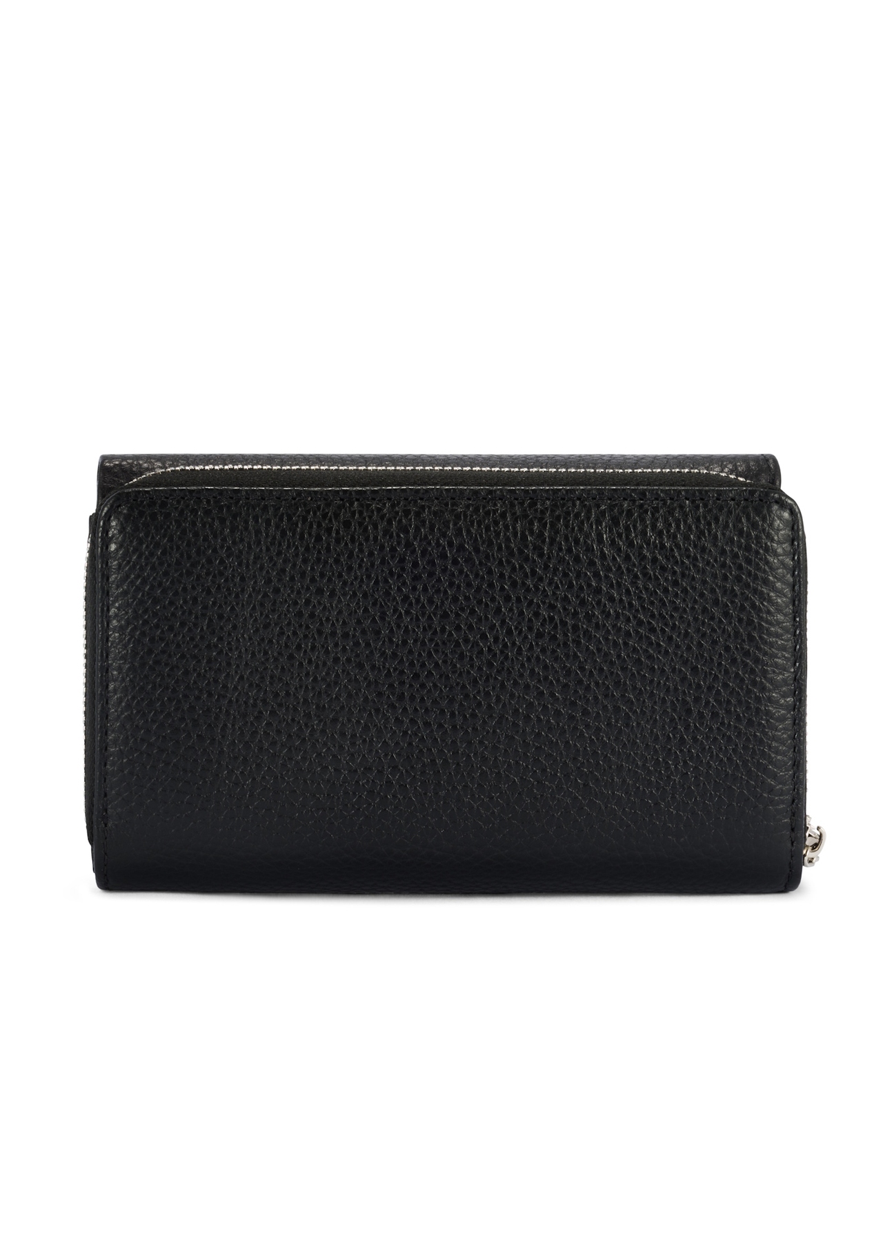 Large black leather women's wallet PORES-0801R-98(Z25), product view from the back on a white background.