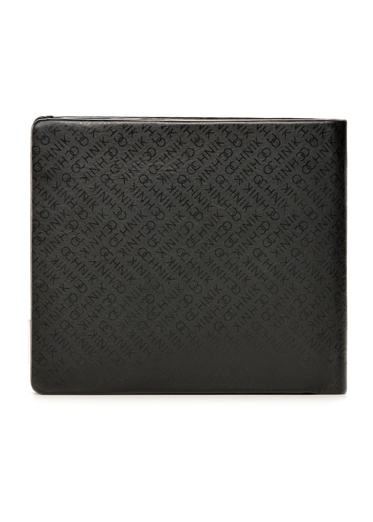 Leather black large women's wallet PORMS-0661-99(Z25), product view from the back on a white background.
