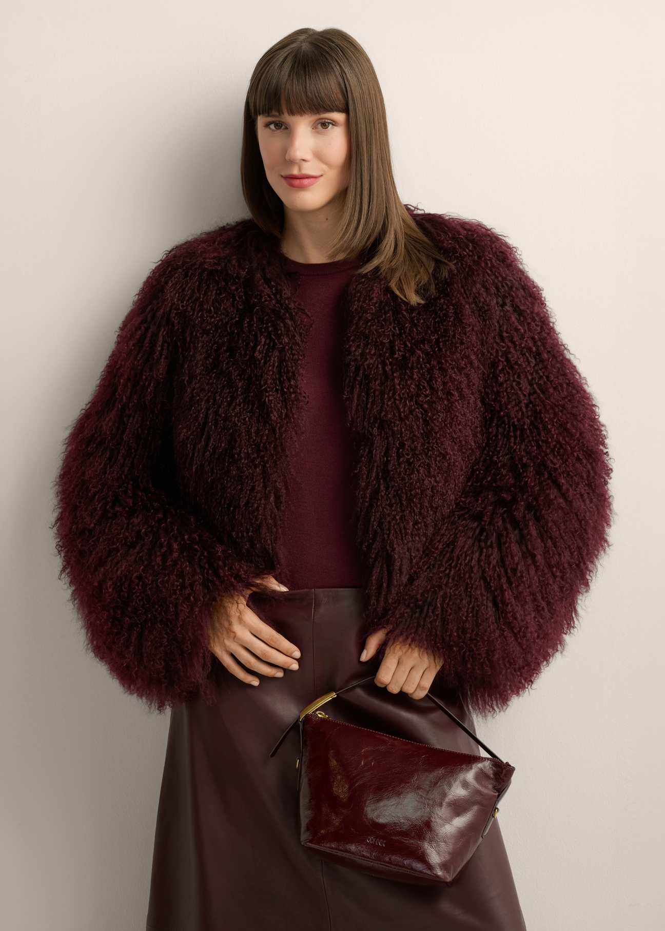 Burgundy leather women's handbag TORES-1391-4E(Z26)