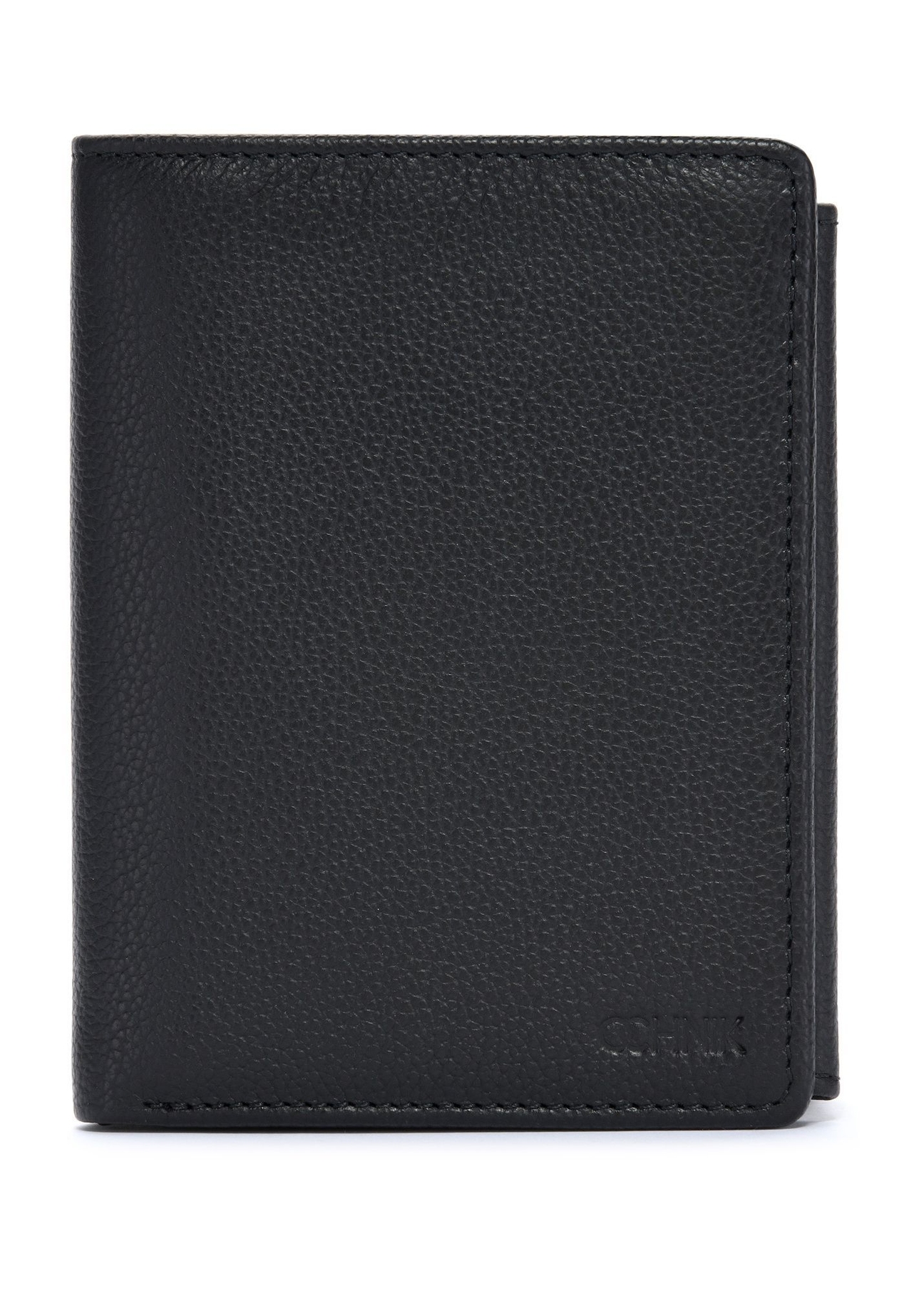 Black men's leather wallet PORMS-0632A-9I(W26), front product view on white background.