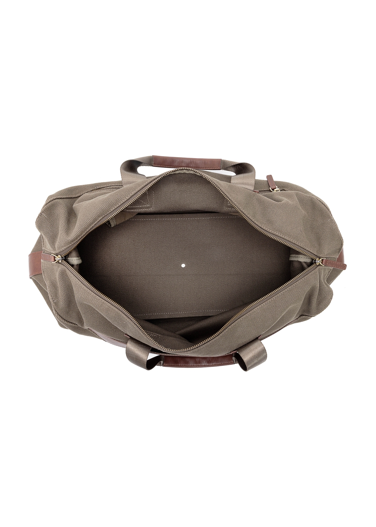 Khaki travel bag TORMN-0372-55(Z25), product view from the inside on a white background.