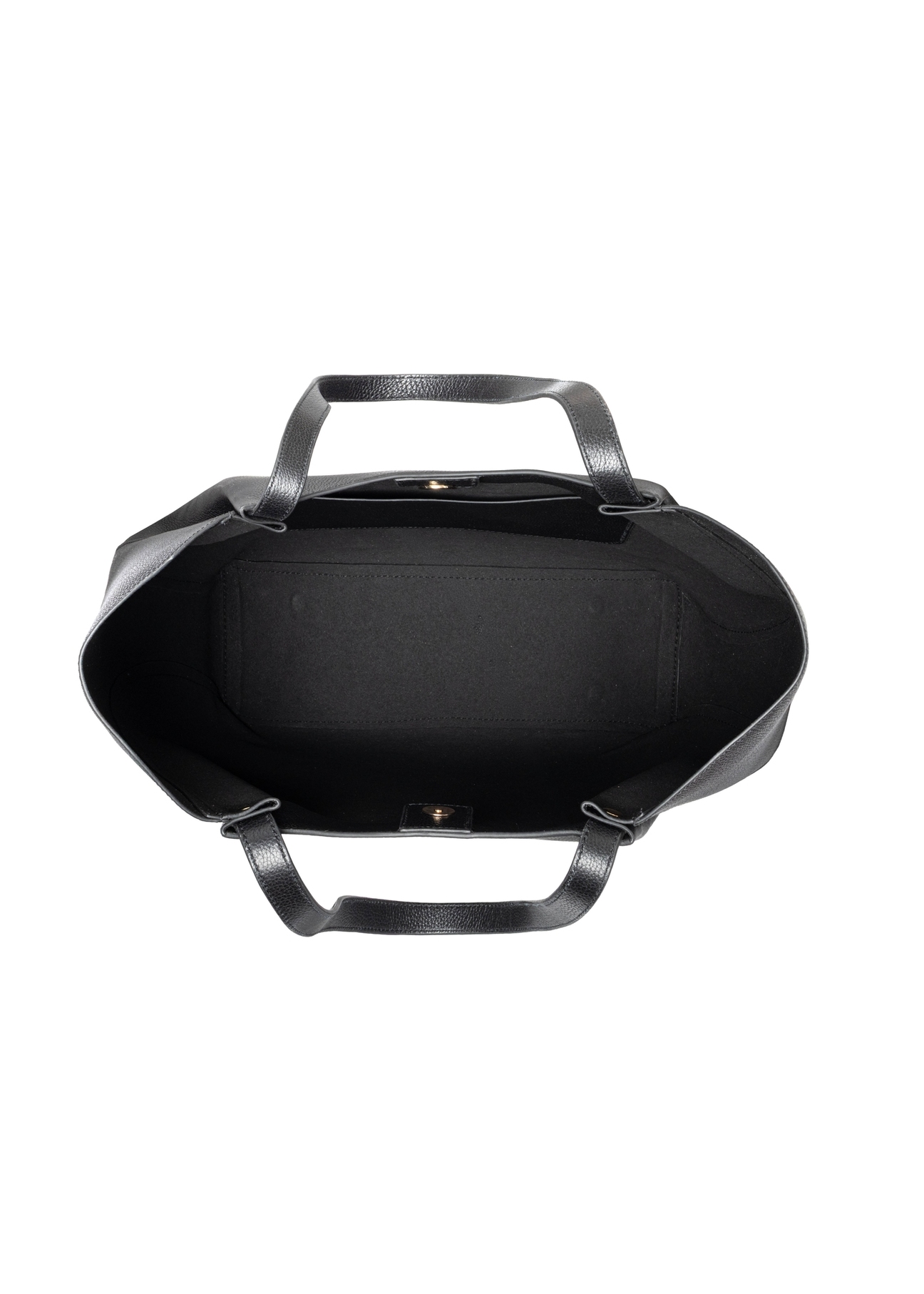 Women's leather black shopper bag TORES-1358-99(Z26), product view inside from above on a white background.