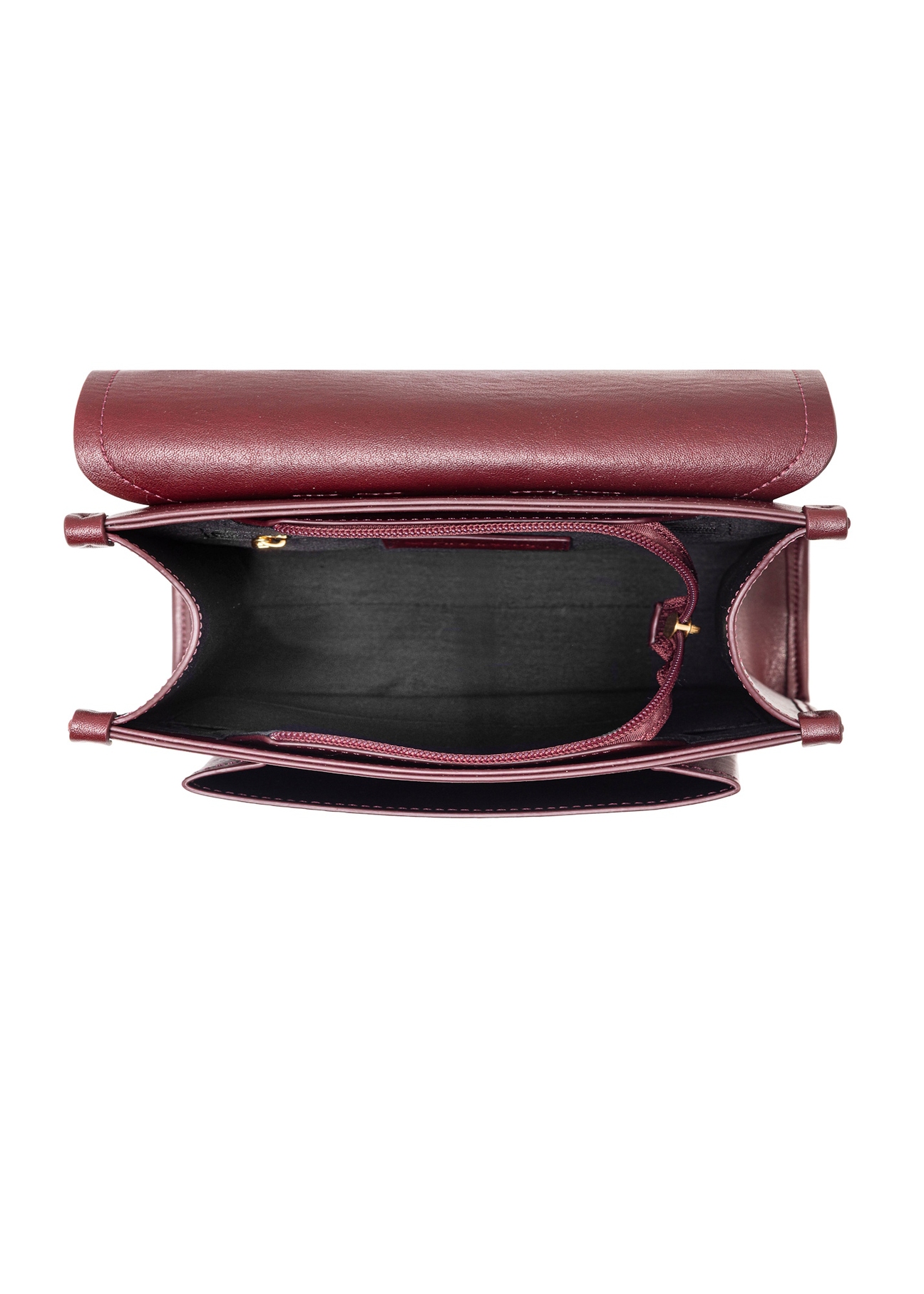 Burgundy medium elegant women's backpack TOREC-0985A-49(Z25), product view inside on white background.