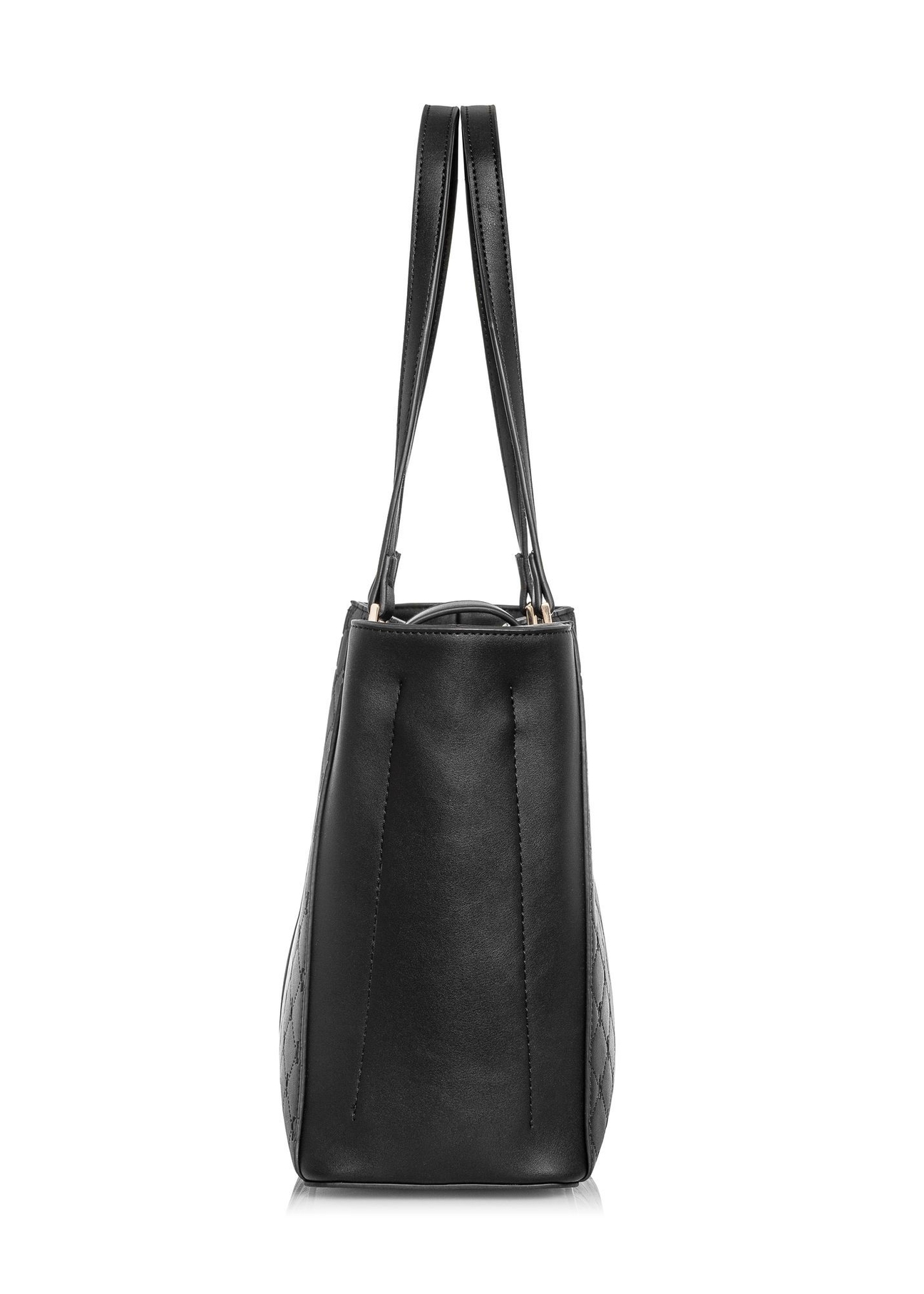 Black women's handbag with monogram TOREC-0831A-98(Z25) - side view of the product on a white background.