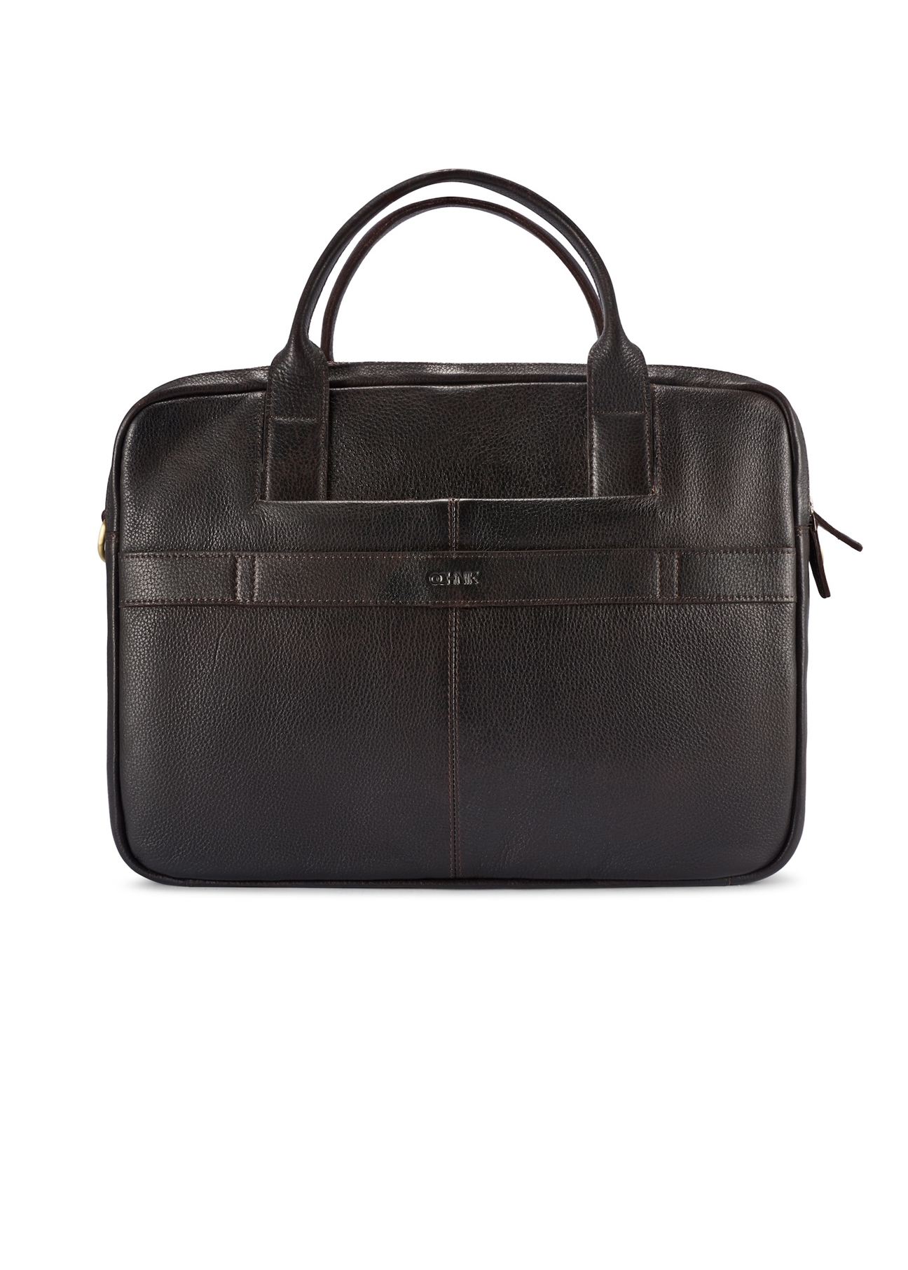 Brown men's leather bag TORMS-0504-1I(W26), product view from the back on a white background.