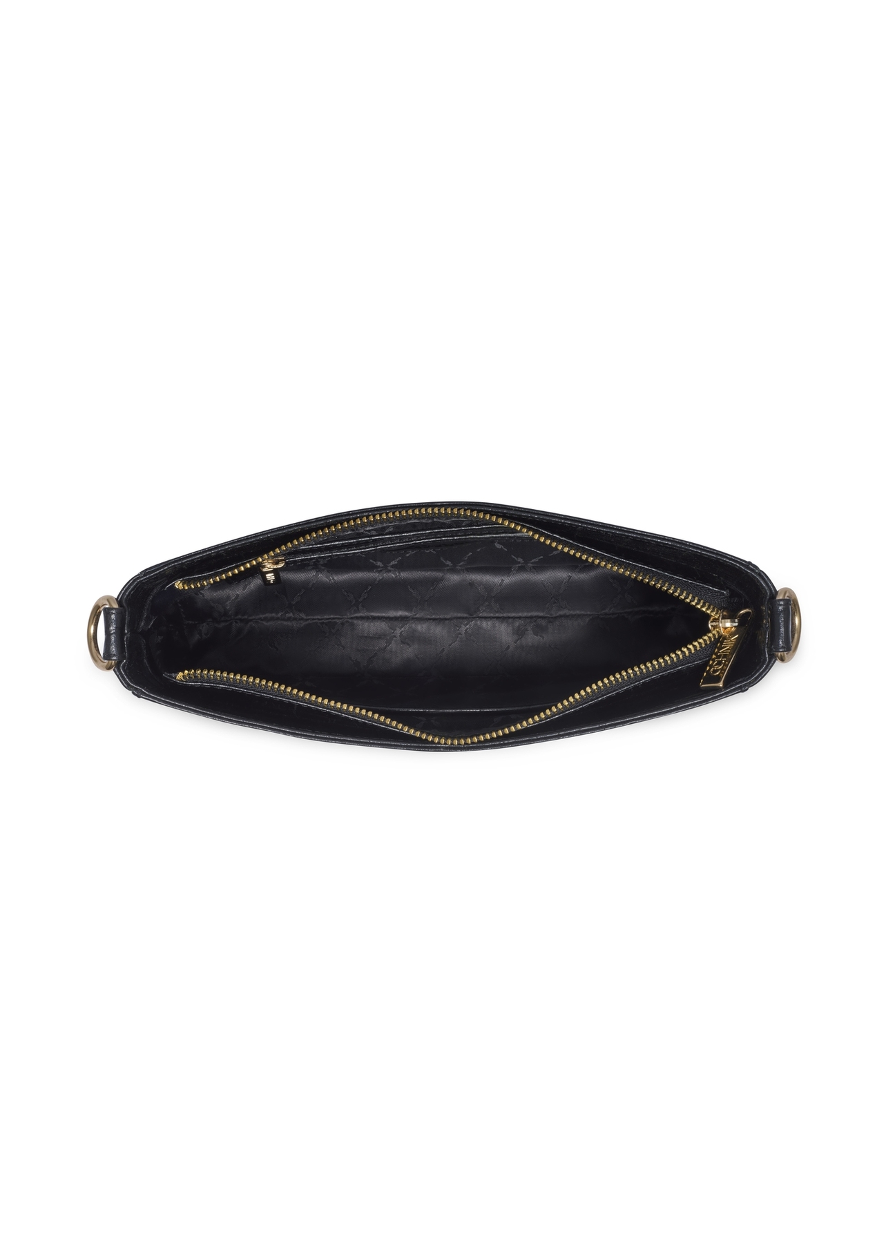 Black croco leather handbag TORES-1326-9G(Z26), product view inside on light background.
