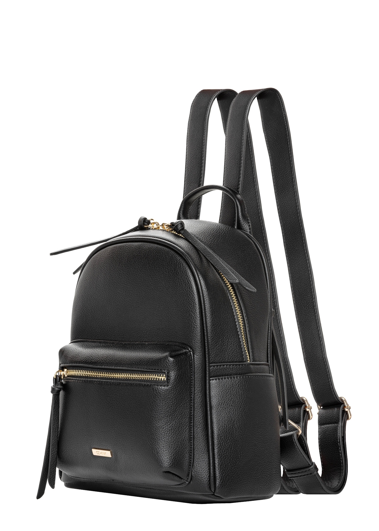 Black small women's backpack TOREC-1256-99(Z26), diagonal product view on a white background.