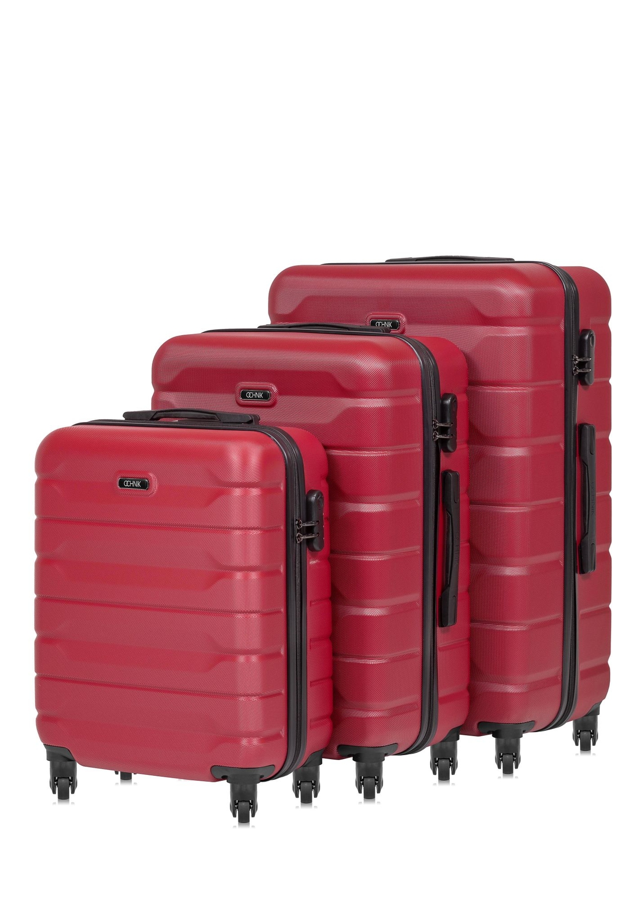 Set of 19''/24''/28'' wheeled suitcases WALAB-0067-4D(W26), diagonal view of the products on a white background.