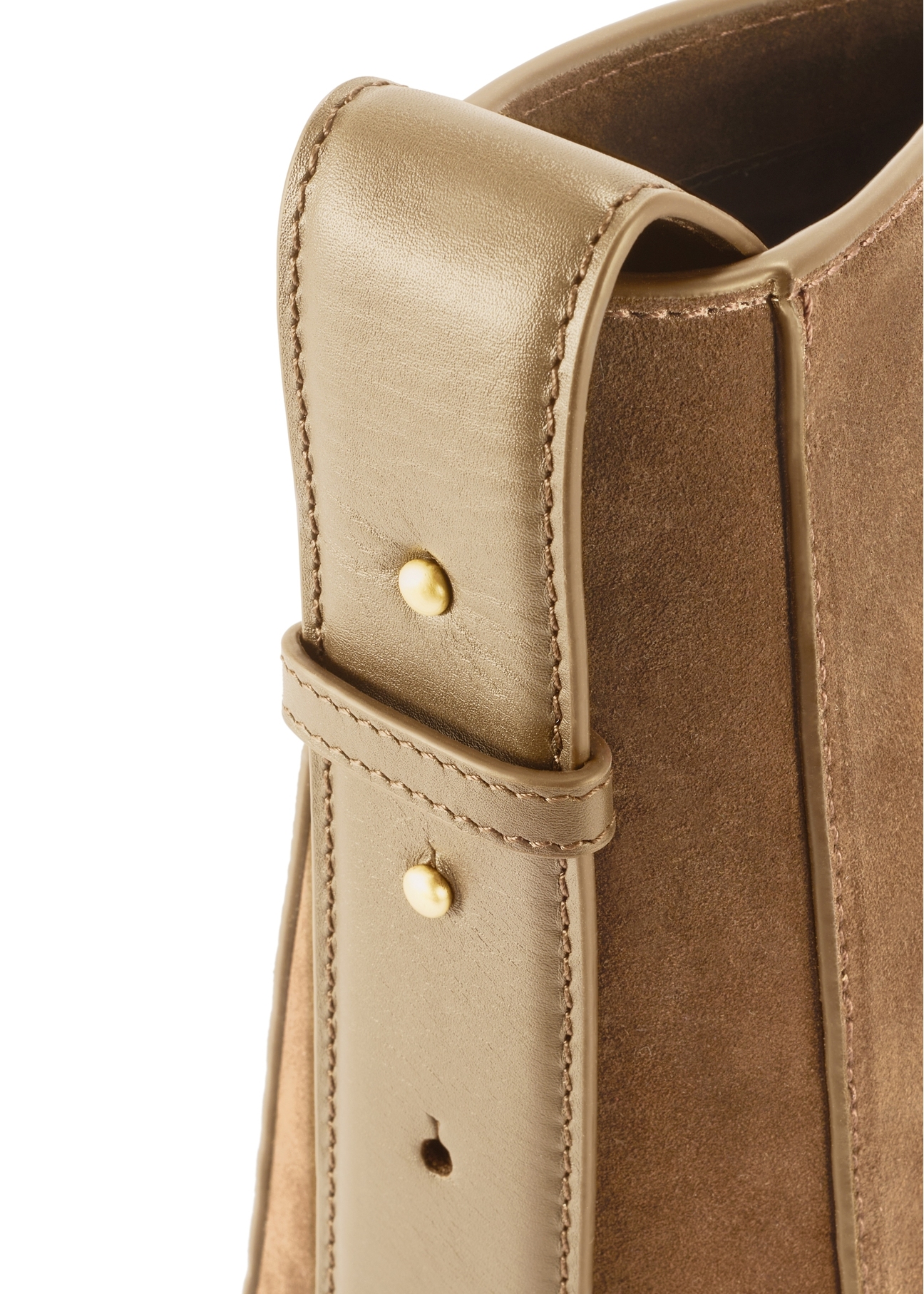 Beige leather women's handbag TORES-1251-1B(W26) - close-up of detail, on white background.