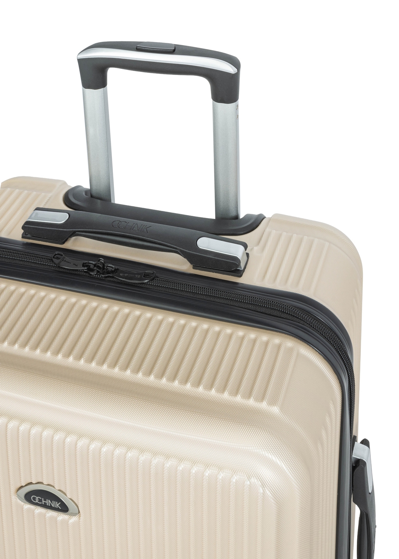 Large suitcase on wheels WALAB-0053-0X-29(W26), close-up of the product handle on a white background.