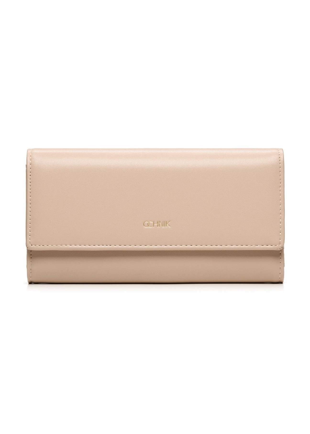 Beige large women's wallet POREC-0398A-1B(Z26) - product view from the front on a white background.