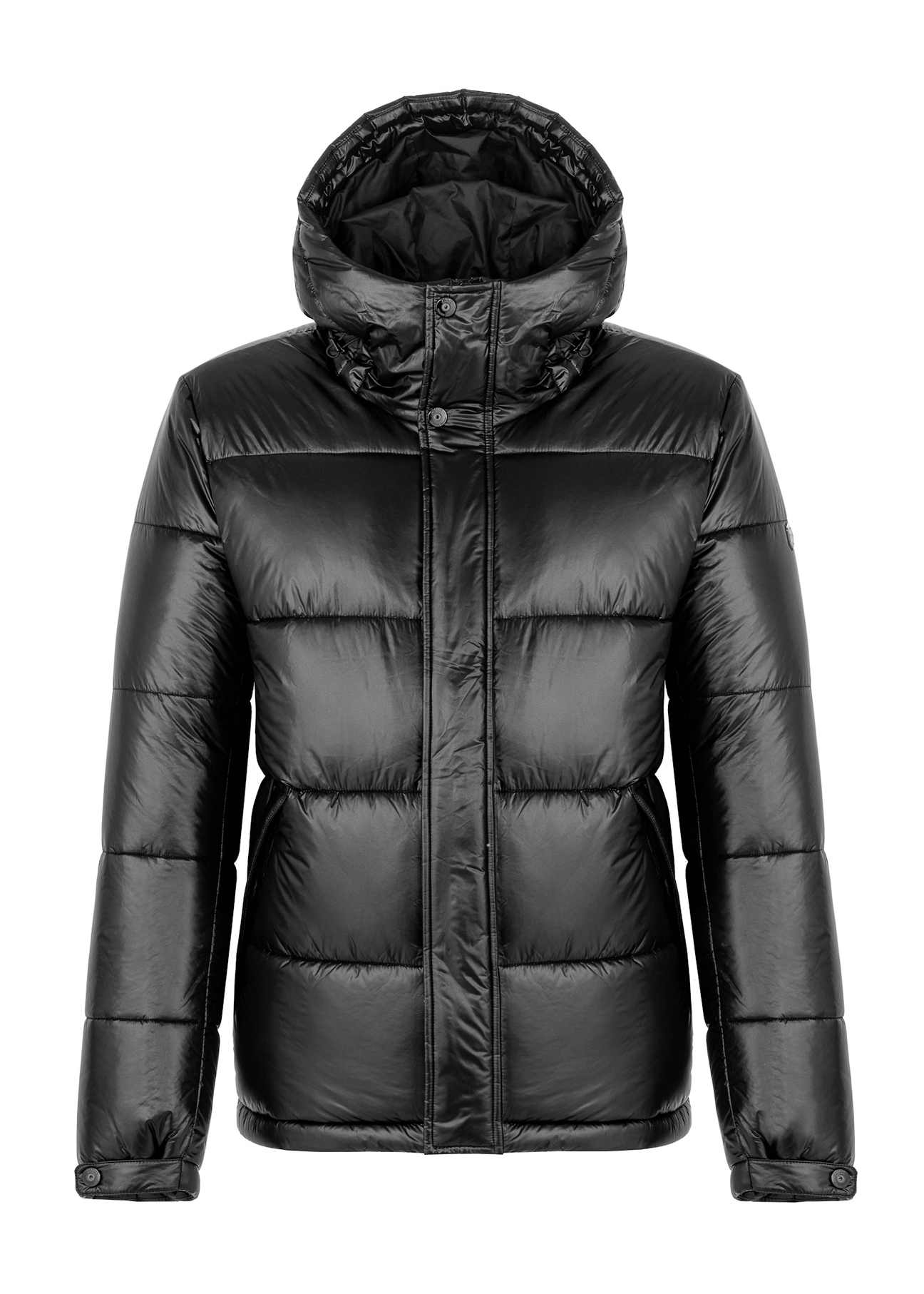 Men's black insulated jacket with hood KURMT-0340-99(Z25)