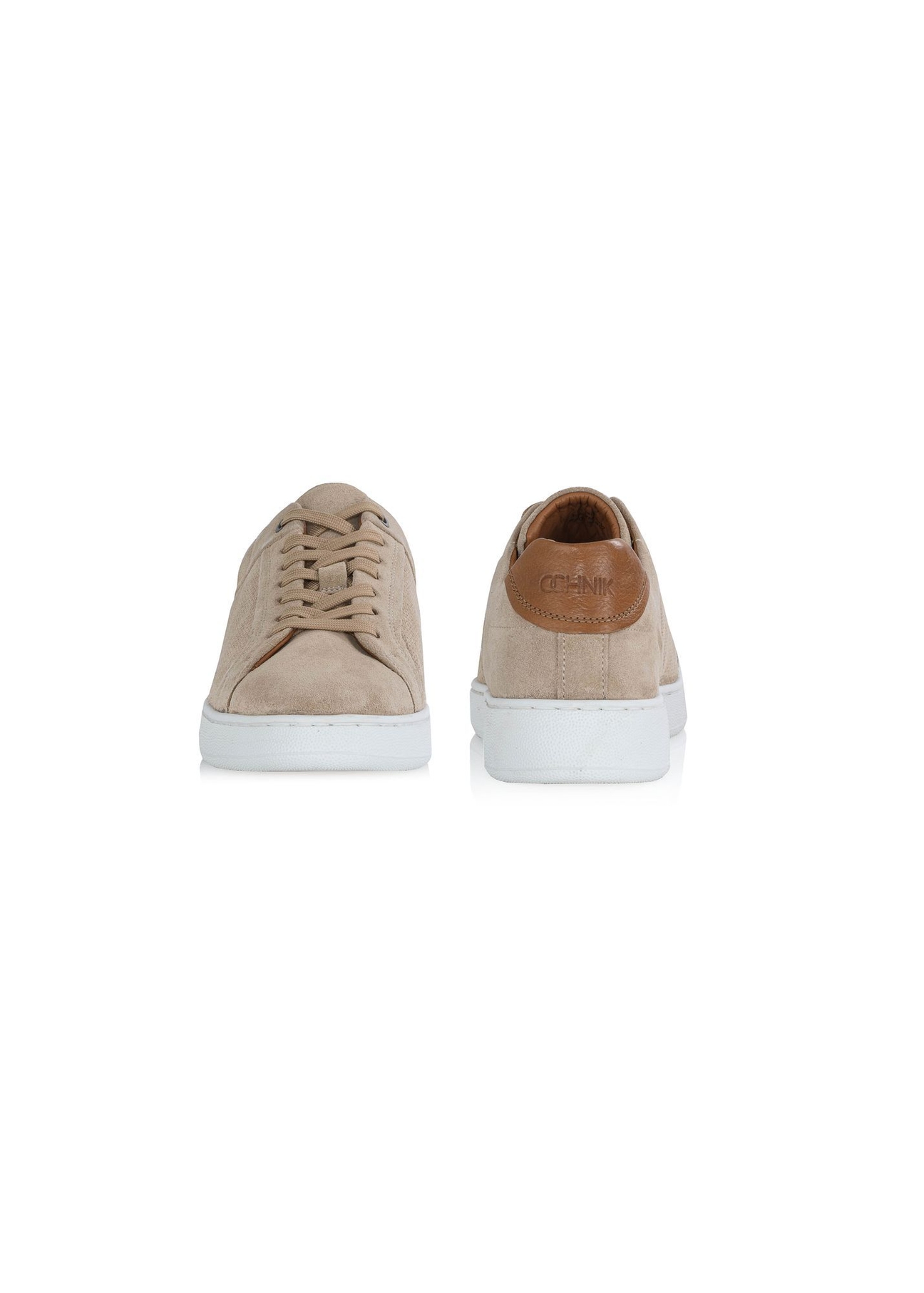 Beige leather men's sneakers BUTYM-0452-81(W24)-03