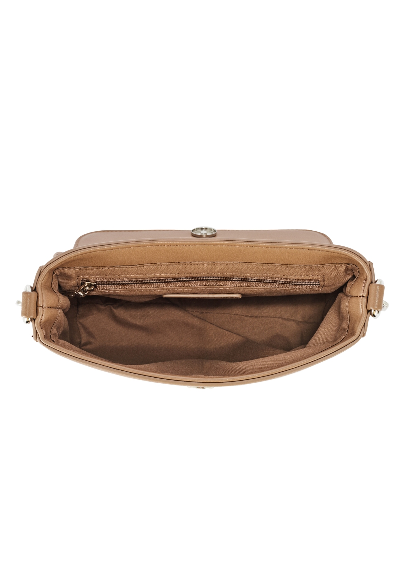 Dark beige women's messenger bag TOREC-0767C-81(Z25), product view from the inside on a white background.