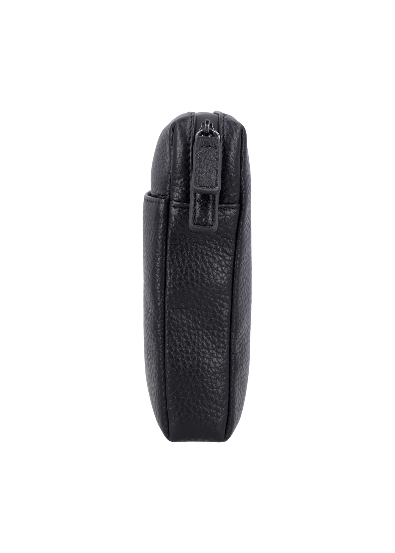Black leather pouch PORMS-0722-99(Z26), side view of the product on a white background.