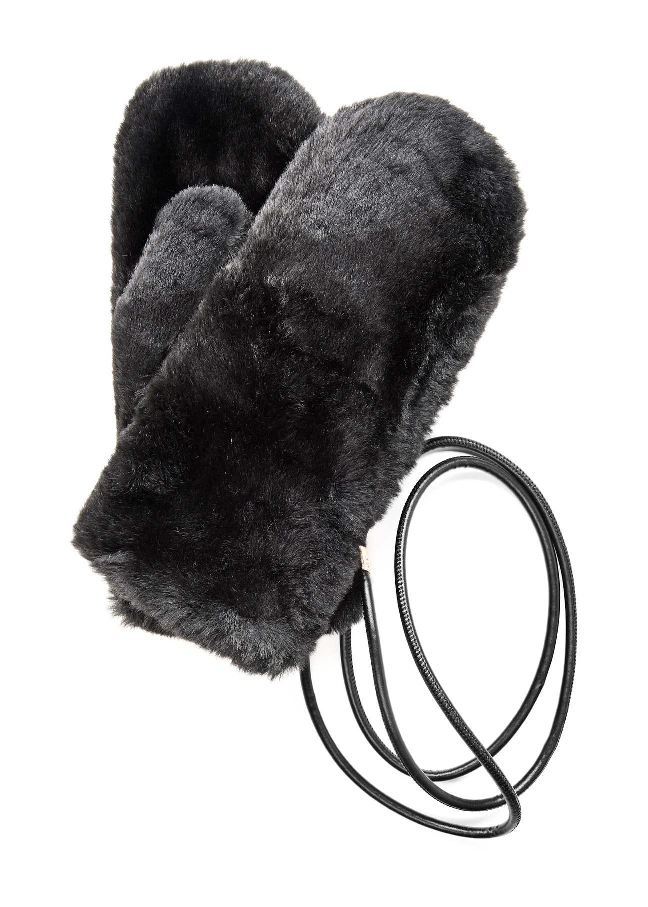 Black women's gloves made of natural fur REKDF-0033-99(Z25)