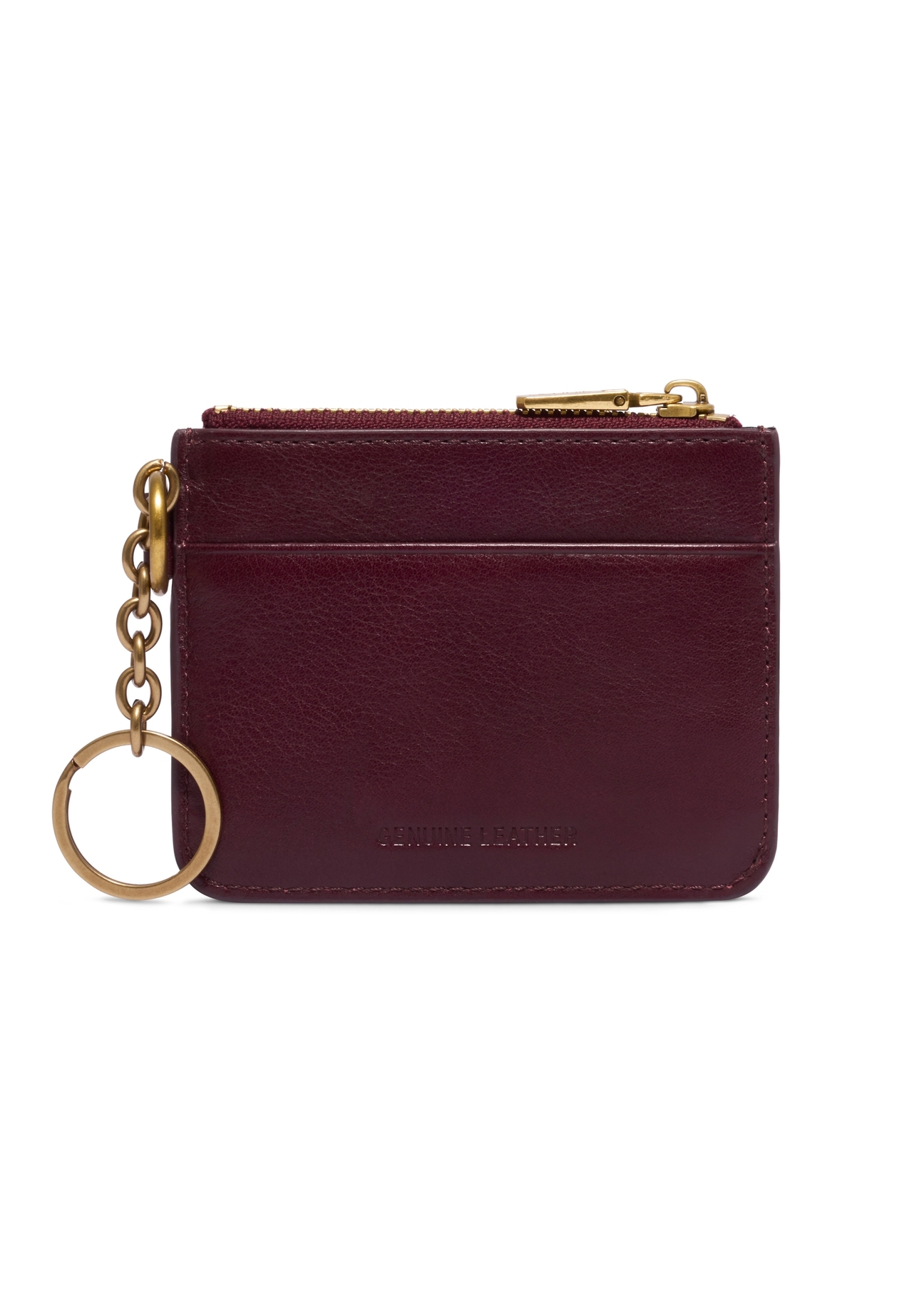 Small burgundy leather case PORES-0995-4D(Z26), product view from the back on a white background.