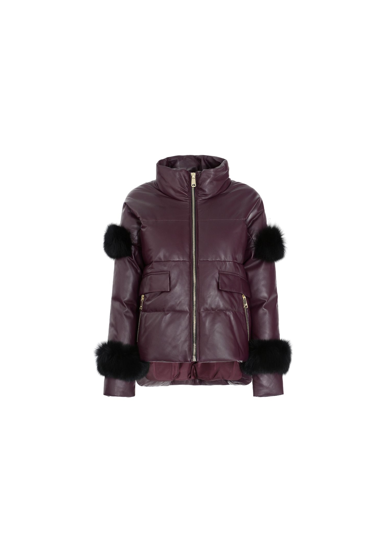 Women's down insulated leather jacket KURDS-0186-5499(Z20)-01