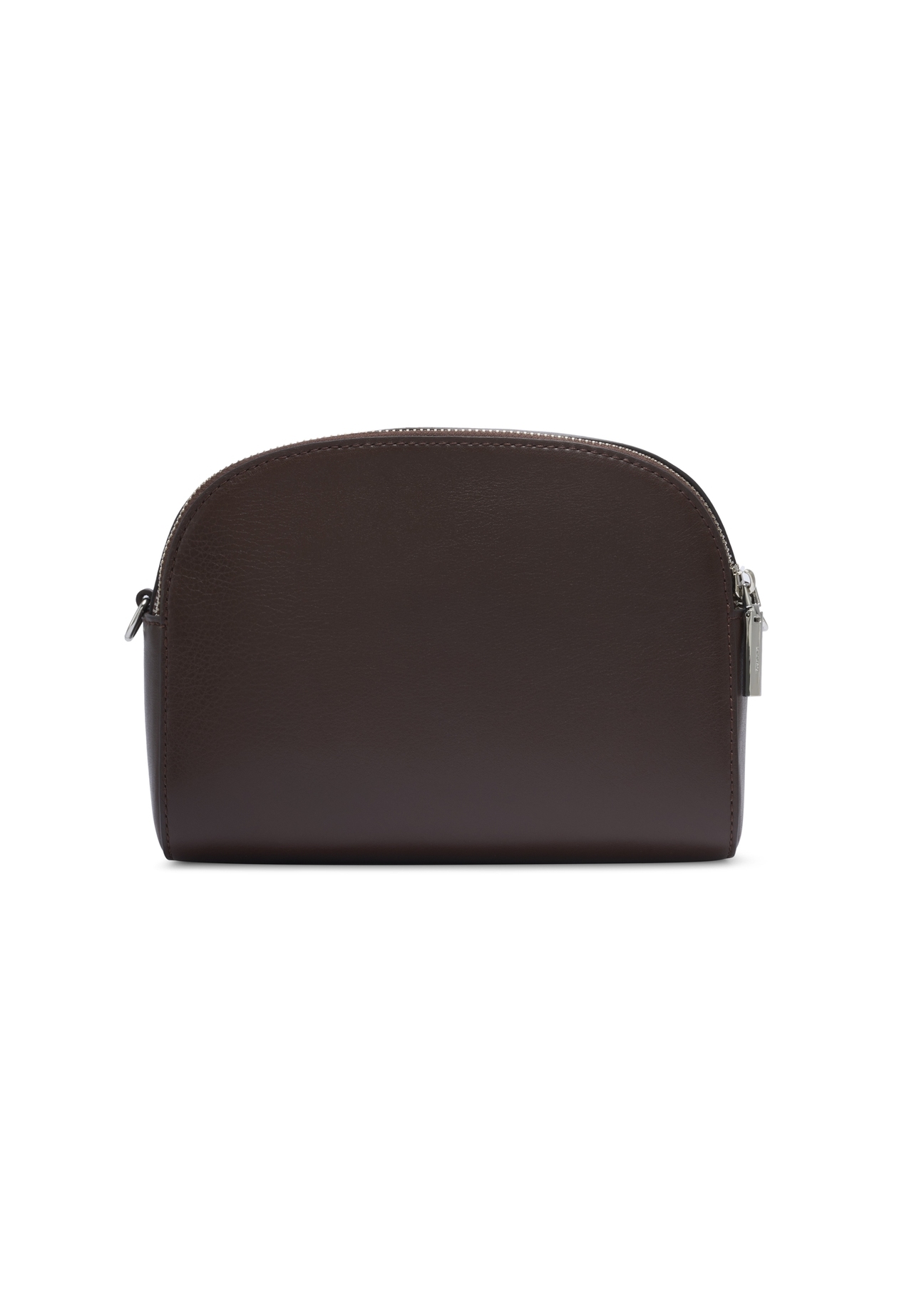 Small brown two-compartment leather women's handbag TORES-1349-1H(Z26), product view from the back on a light background.