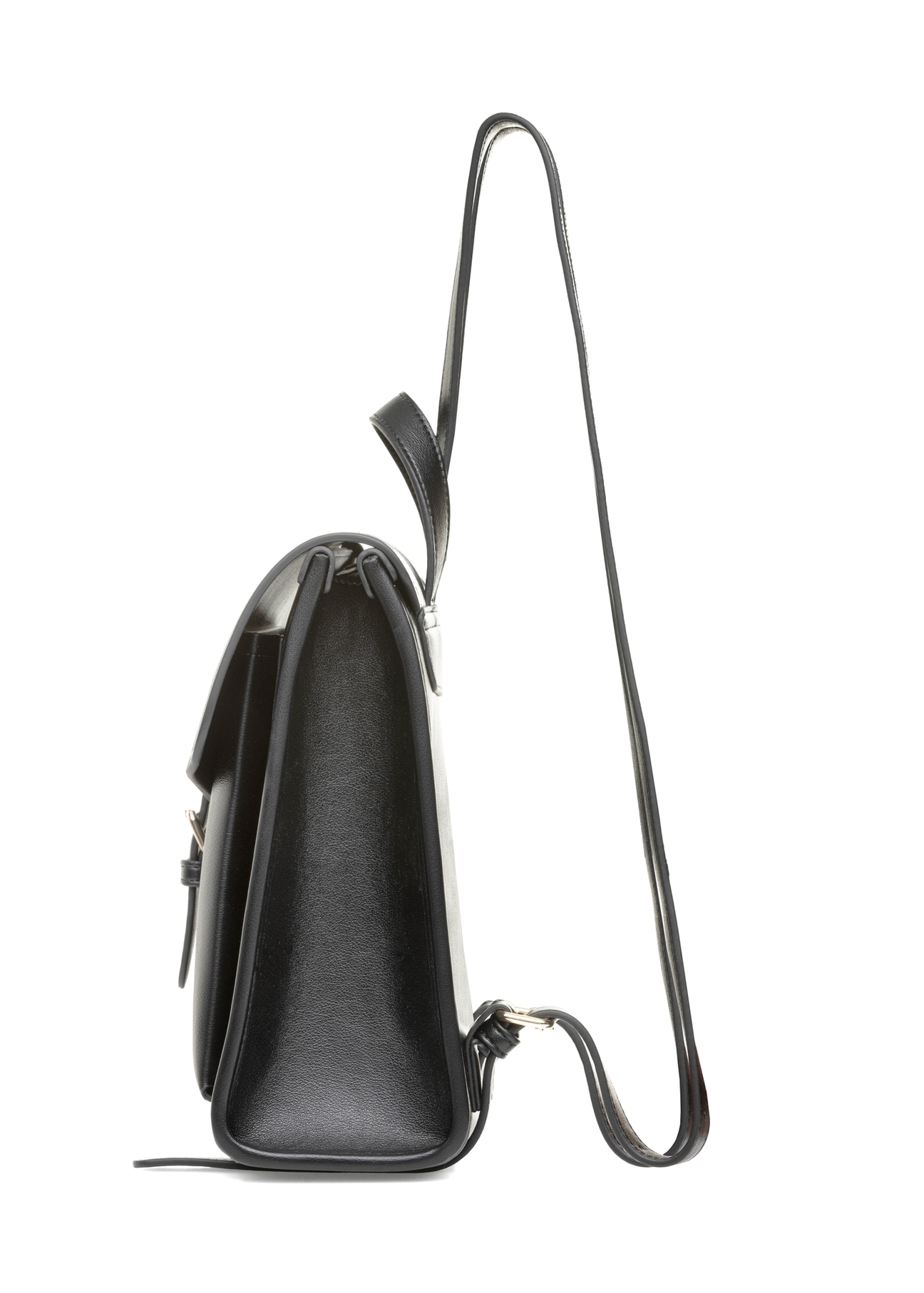 Black medium elegant women's backpack TOREC-0985A-99(Z25), product visible from the side on a white background.