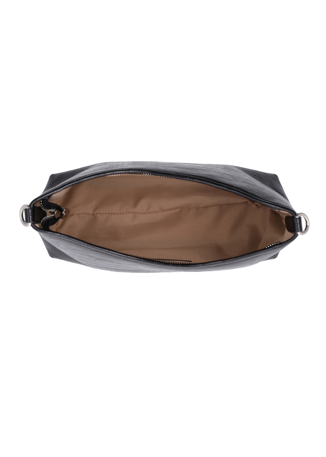 Black women's croco shoulder bag TOREC-1307-9G(Z26), product view inside on white background.